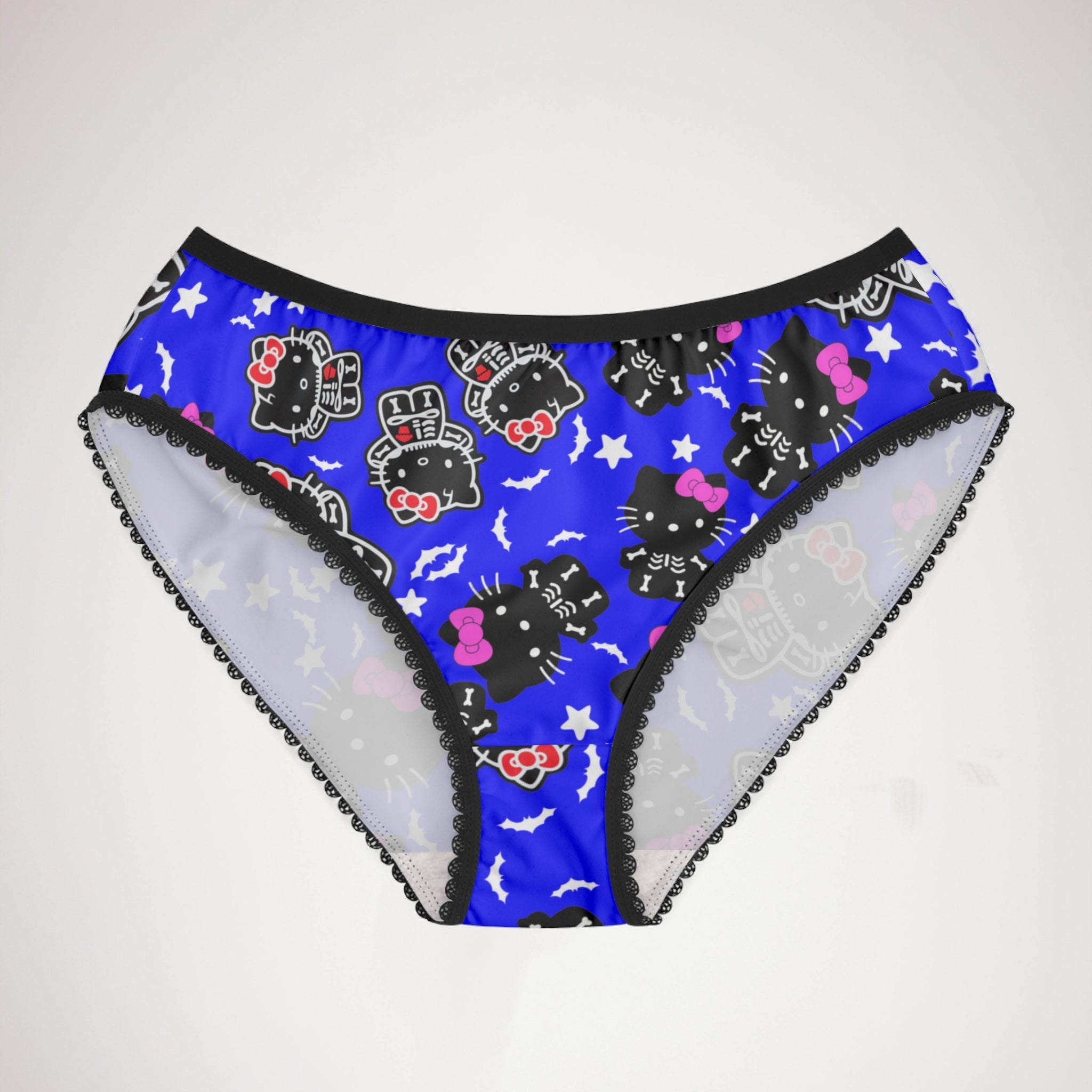 Women's briefs kitty halloween bones blue