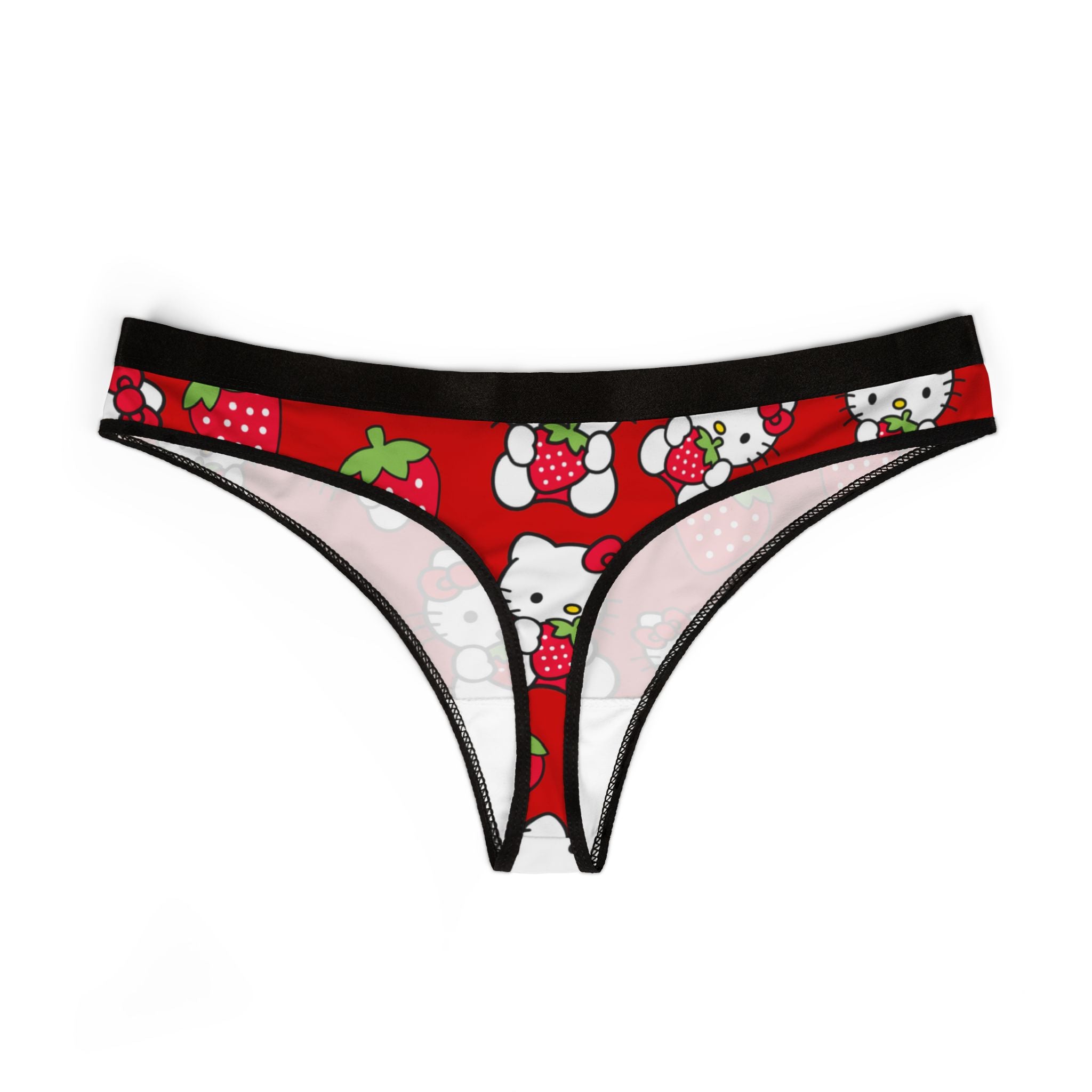 Women's thongs kitty strawberry valentine love red