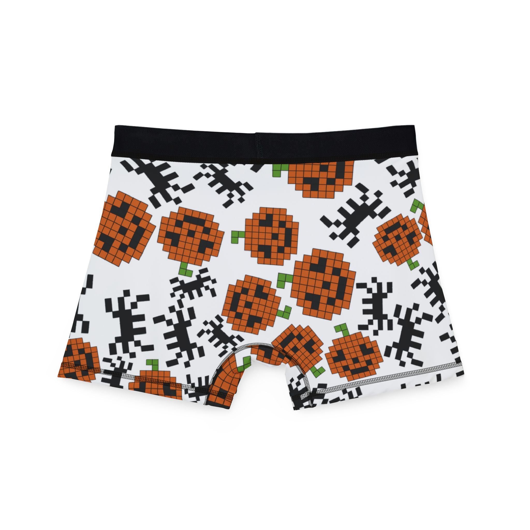 Men's boxers pumpkin spider pixel halloween white