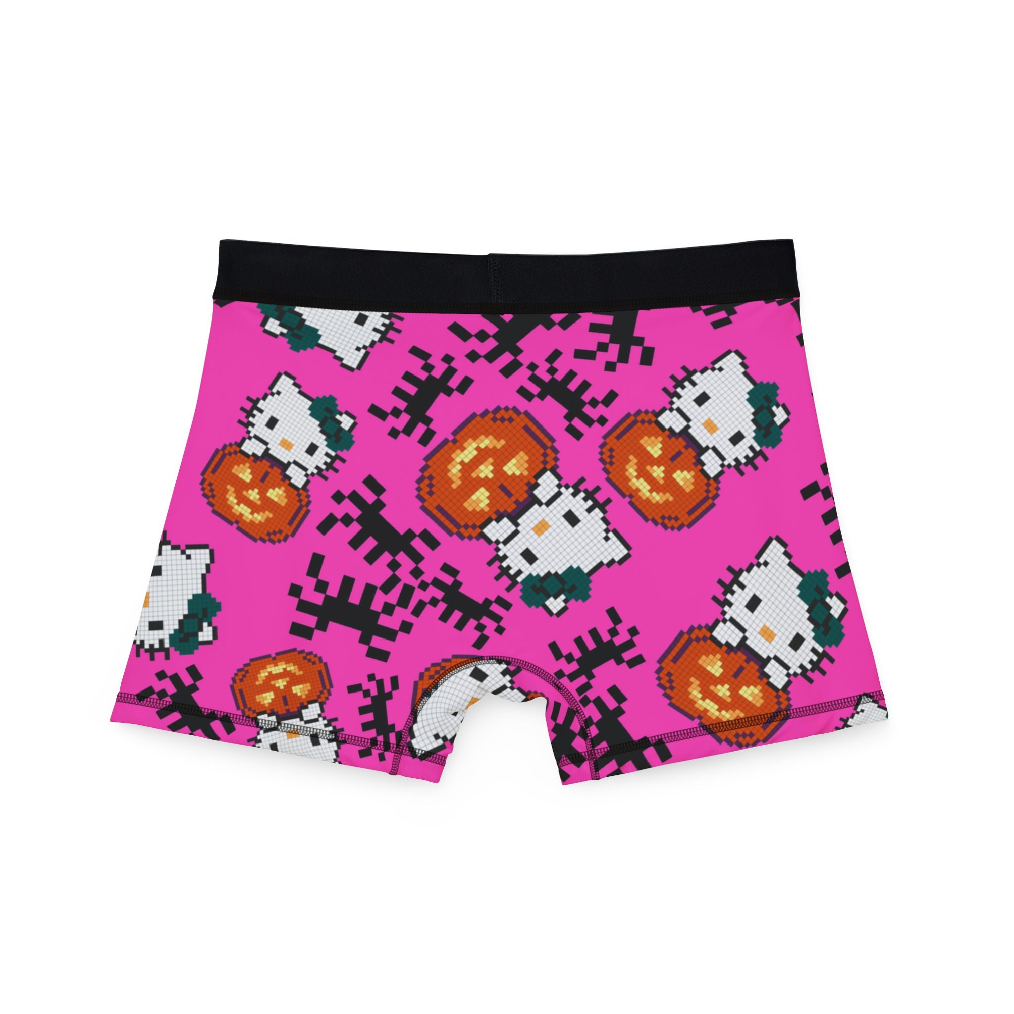 Men's boxers kitty pumpkin Halloween pixel spider pink