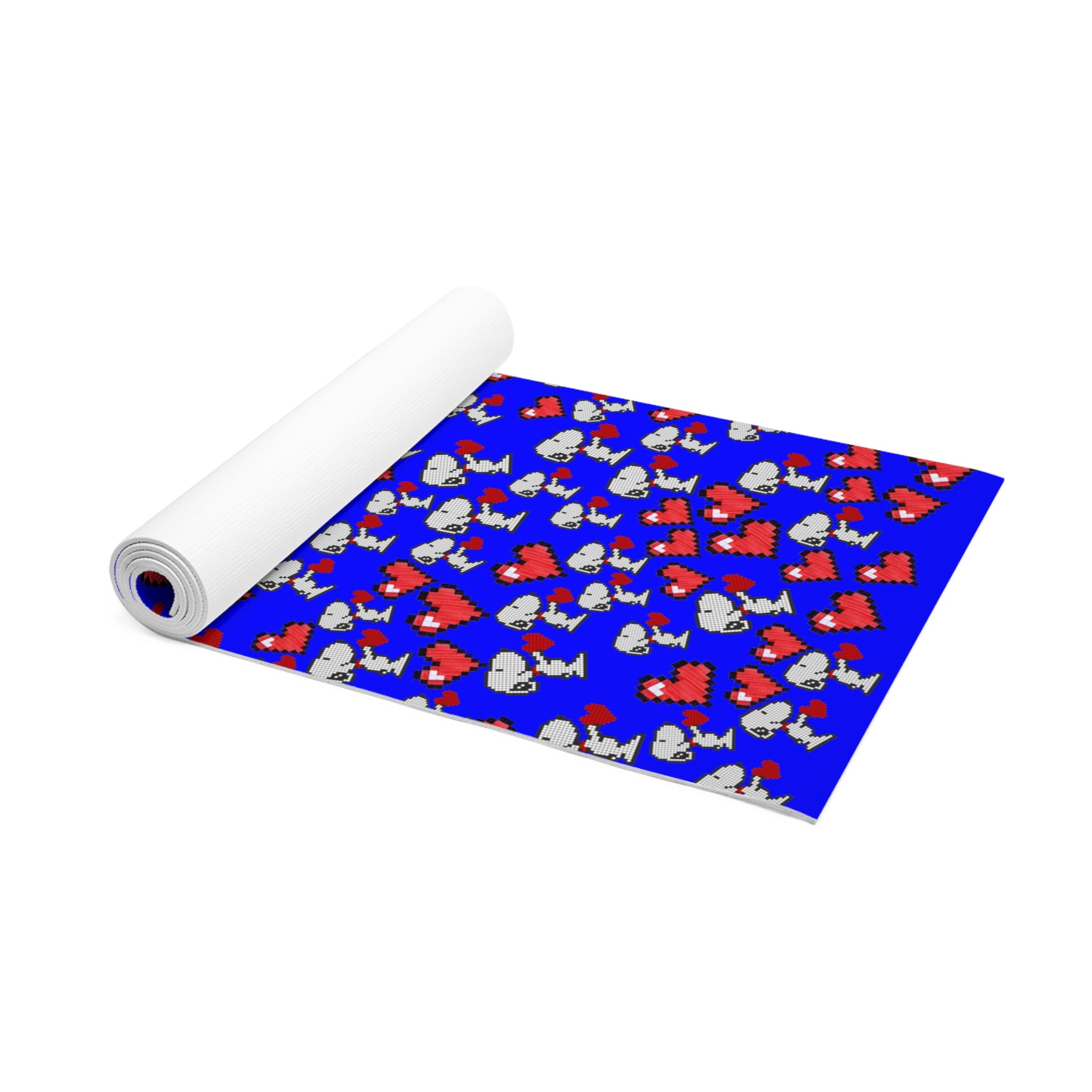 Foam yoga mat snoopy hearts valentine blue