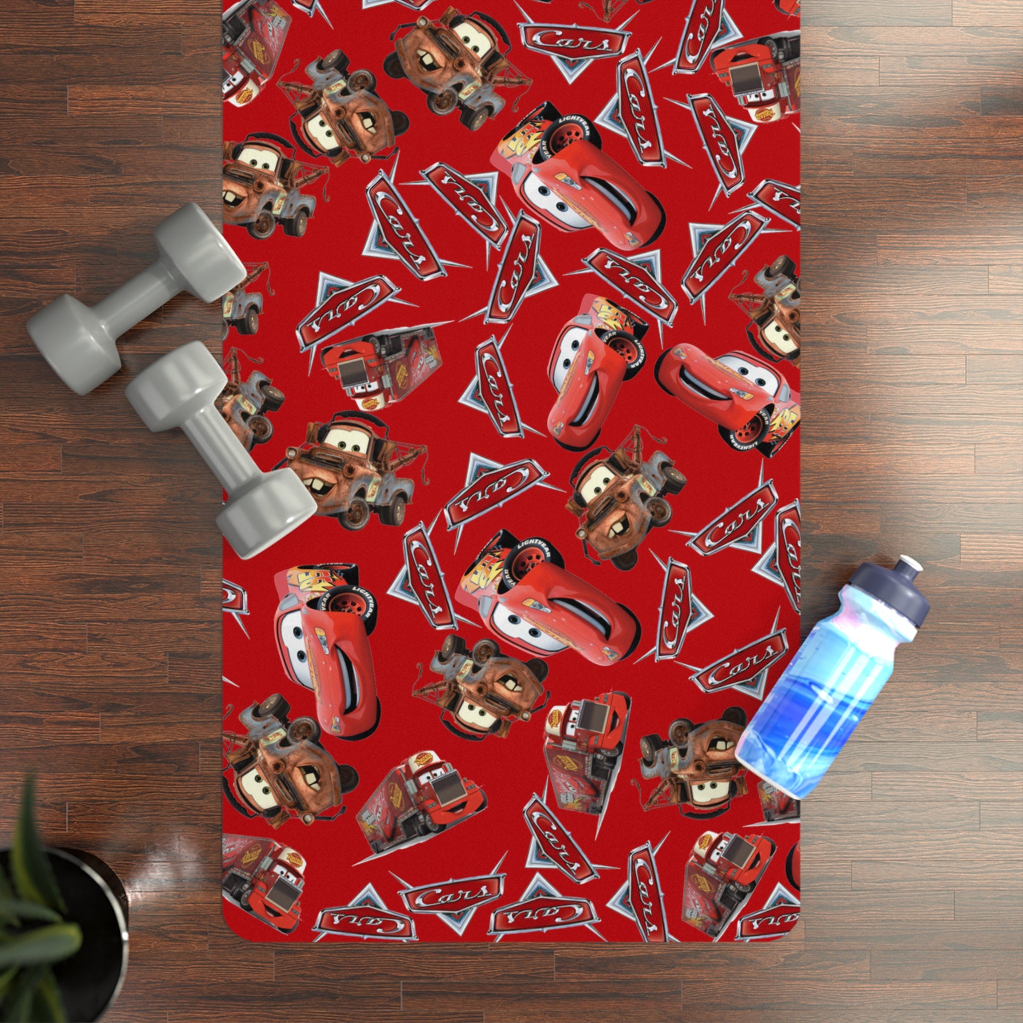 Rubber yoga mat mcqueen funny cars red