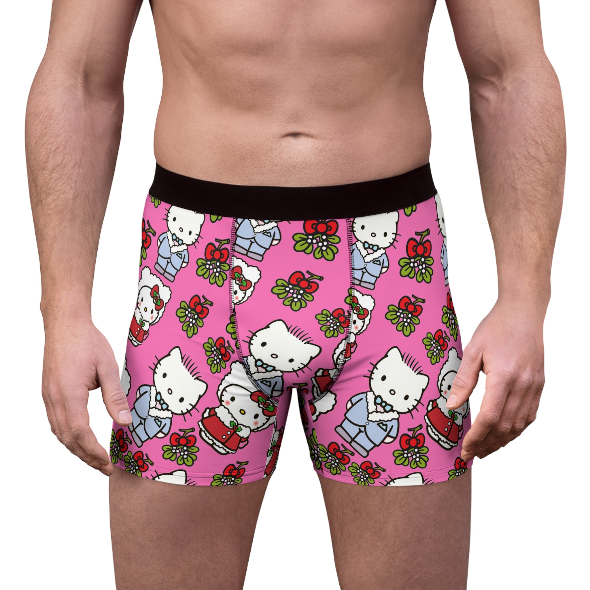 Men's boxer briefs kitty wedding valentine pink