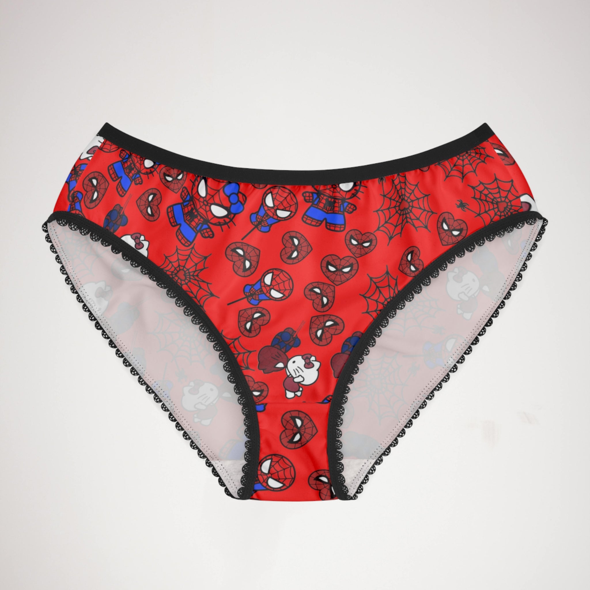 Women's briefs spider kitty heart kiss red