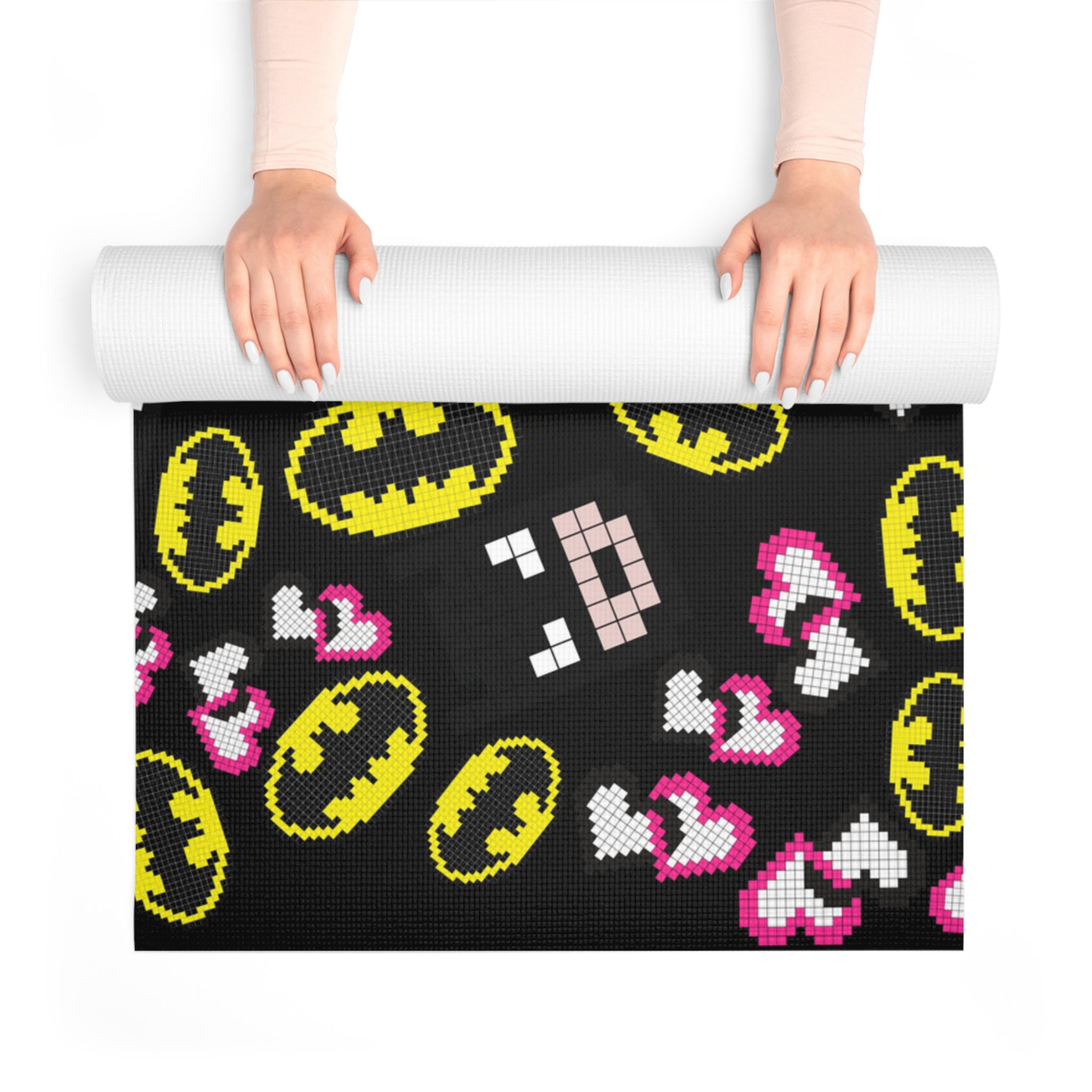 Foam yoga mat batman pixel black