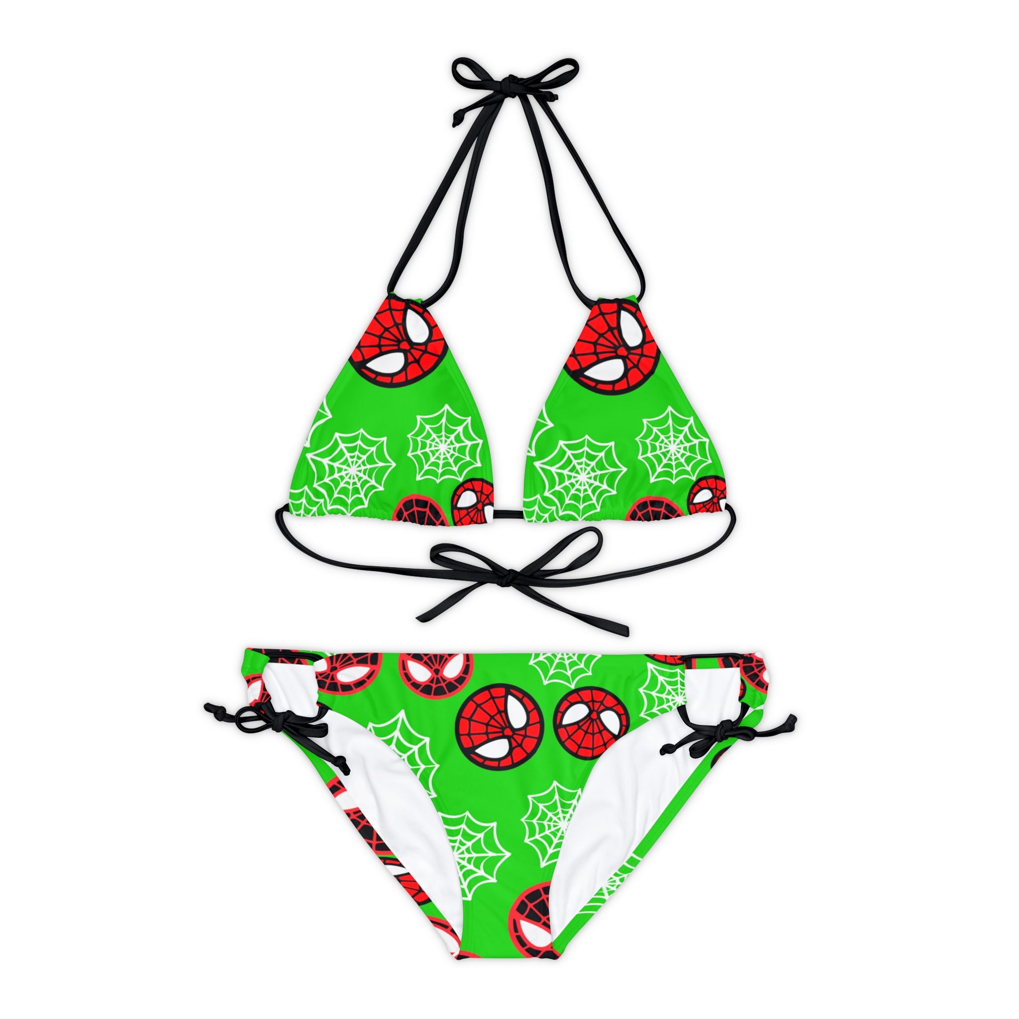 Strappy bikini set spider circle web green