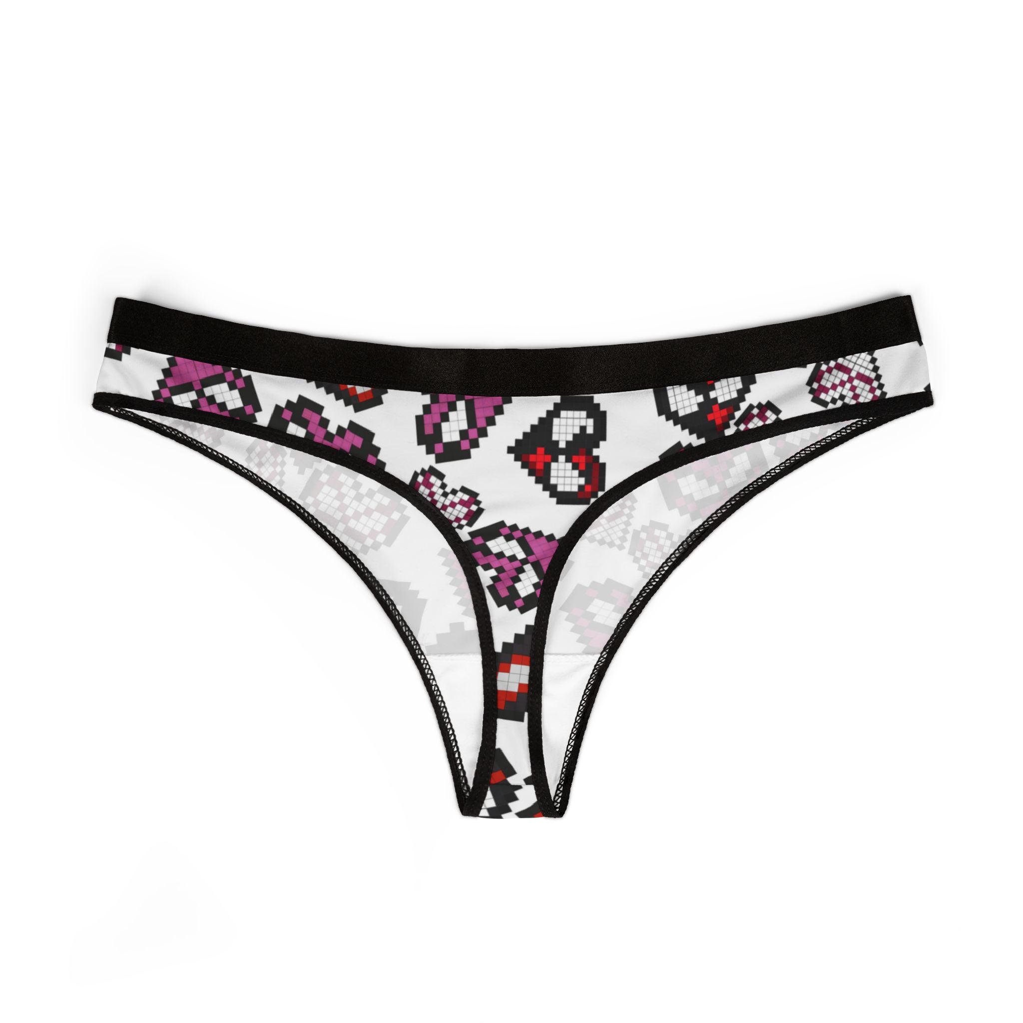 Women's thongs spider hearts pixel white