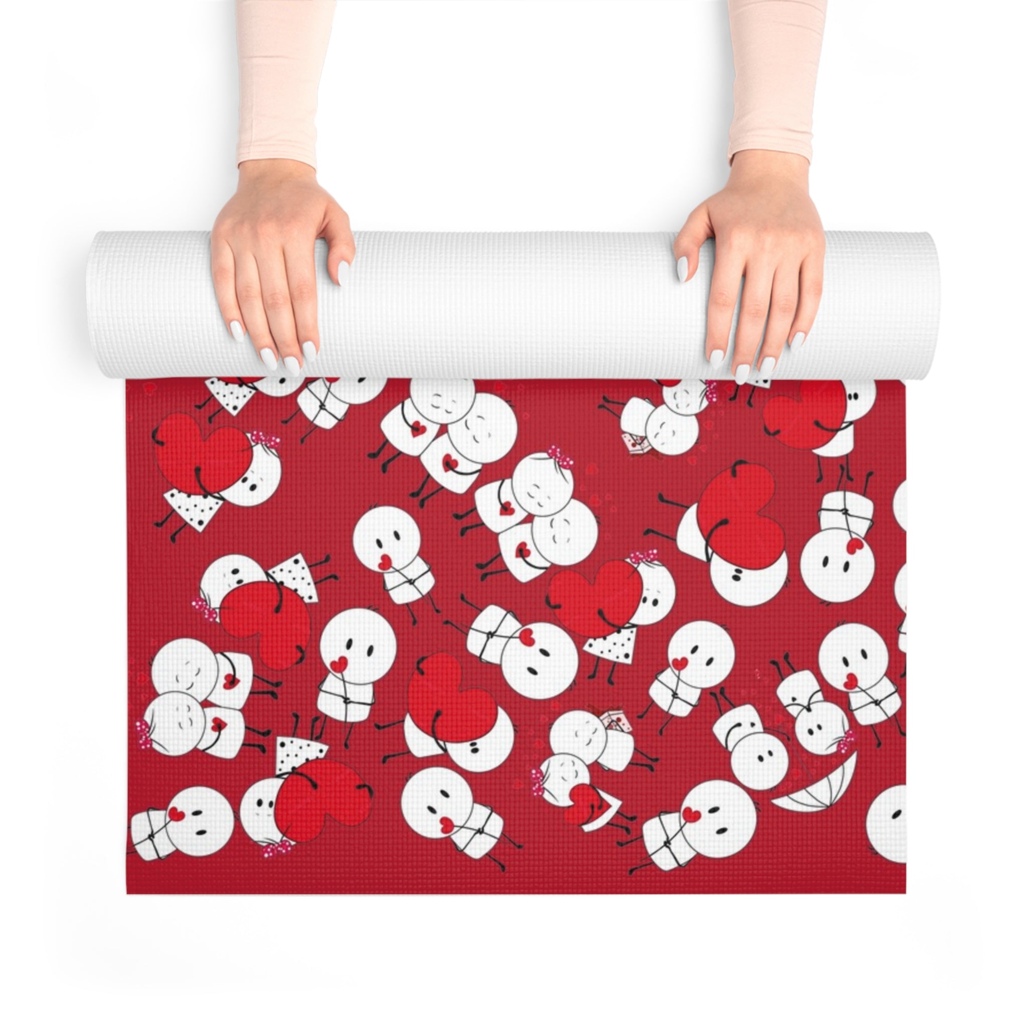 Foam yoga mat cute valentine love red