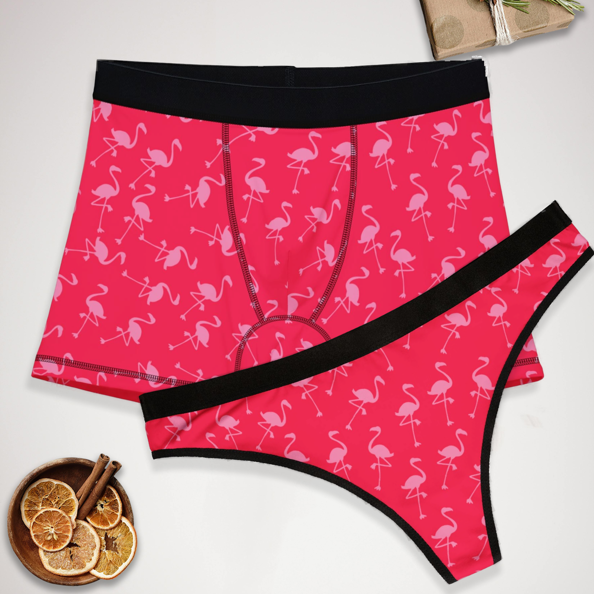 Matching underwear Tropical Island Garden for couples boxer & thong set