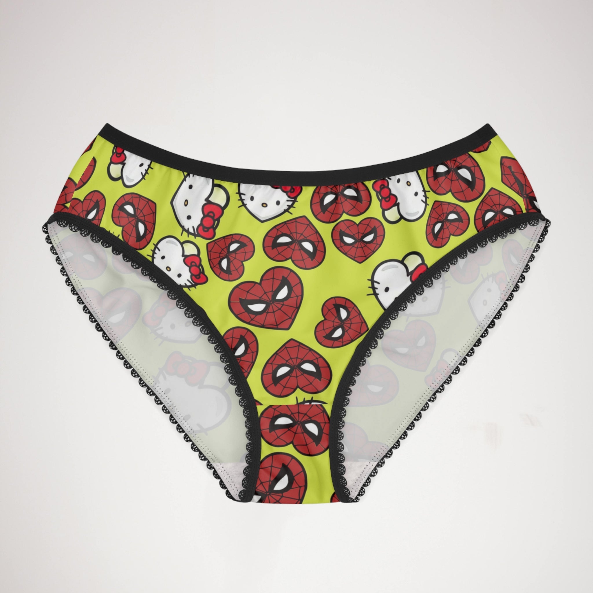 Women's briefs spider kitty double hearts yellow