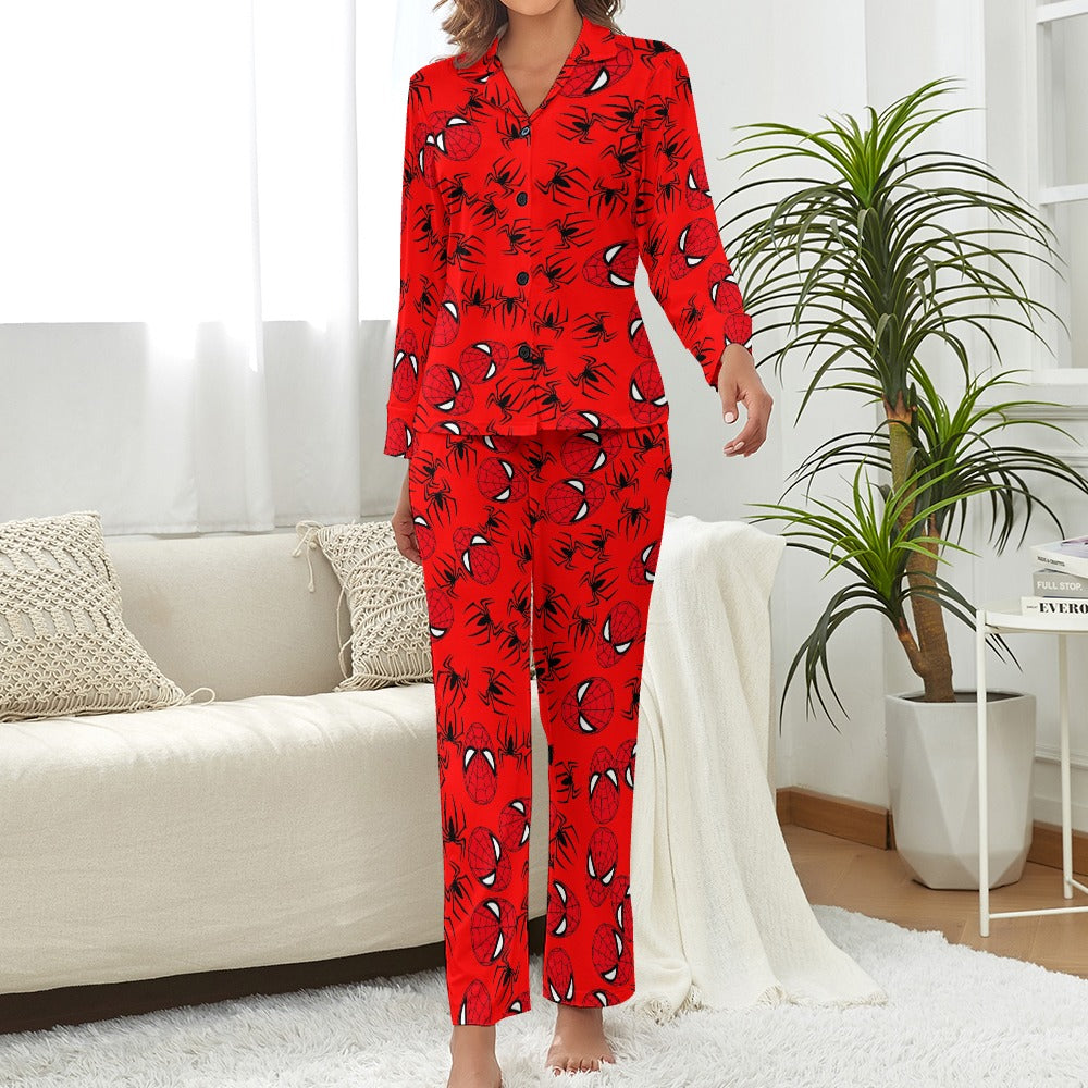 Women's Pajama suit spider web red