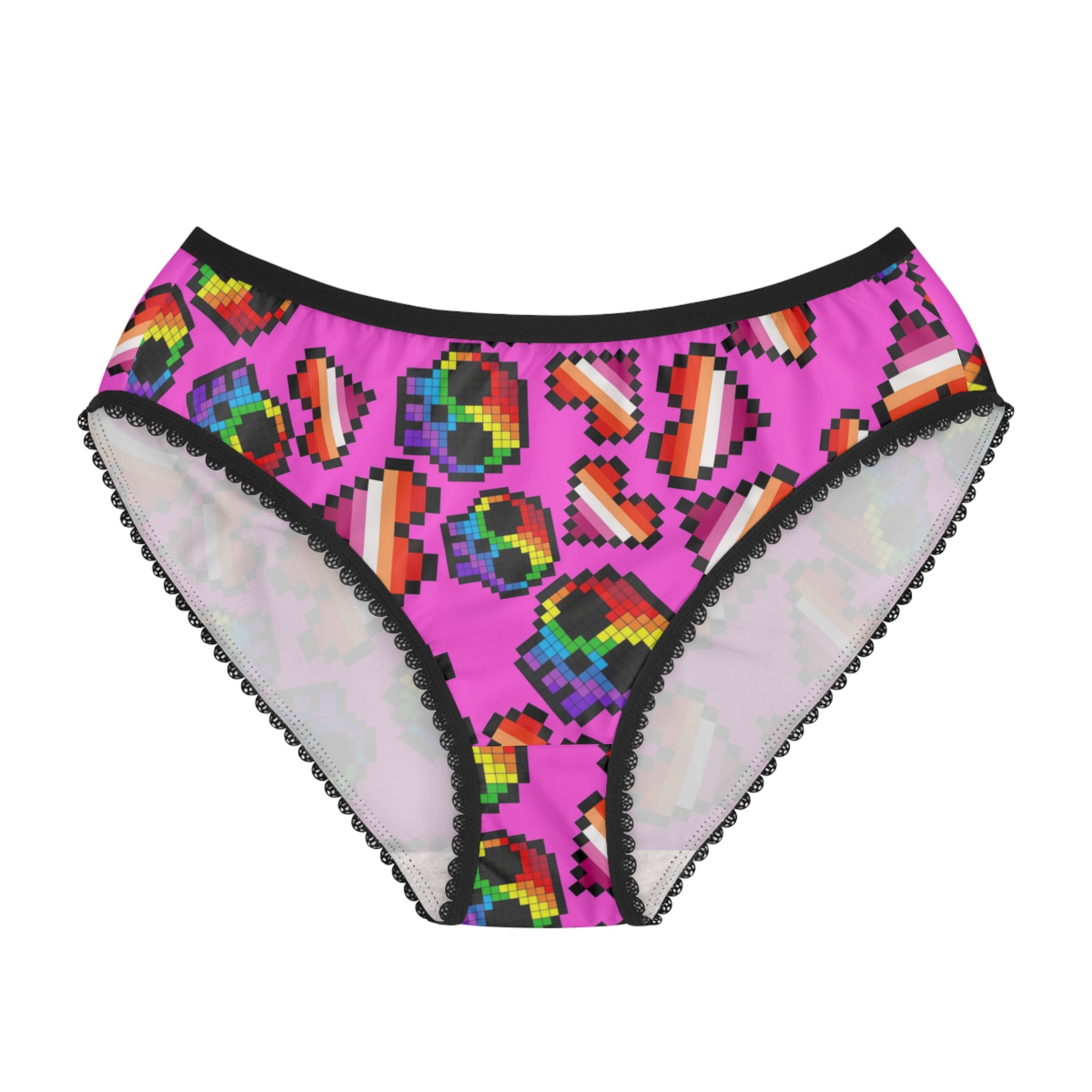 Women's briefs lgbt pride skull heart Halloween pink