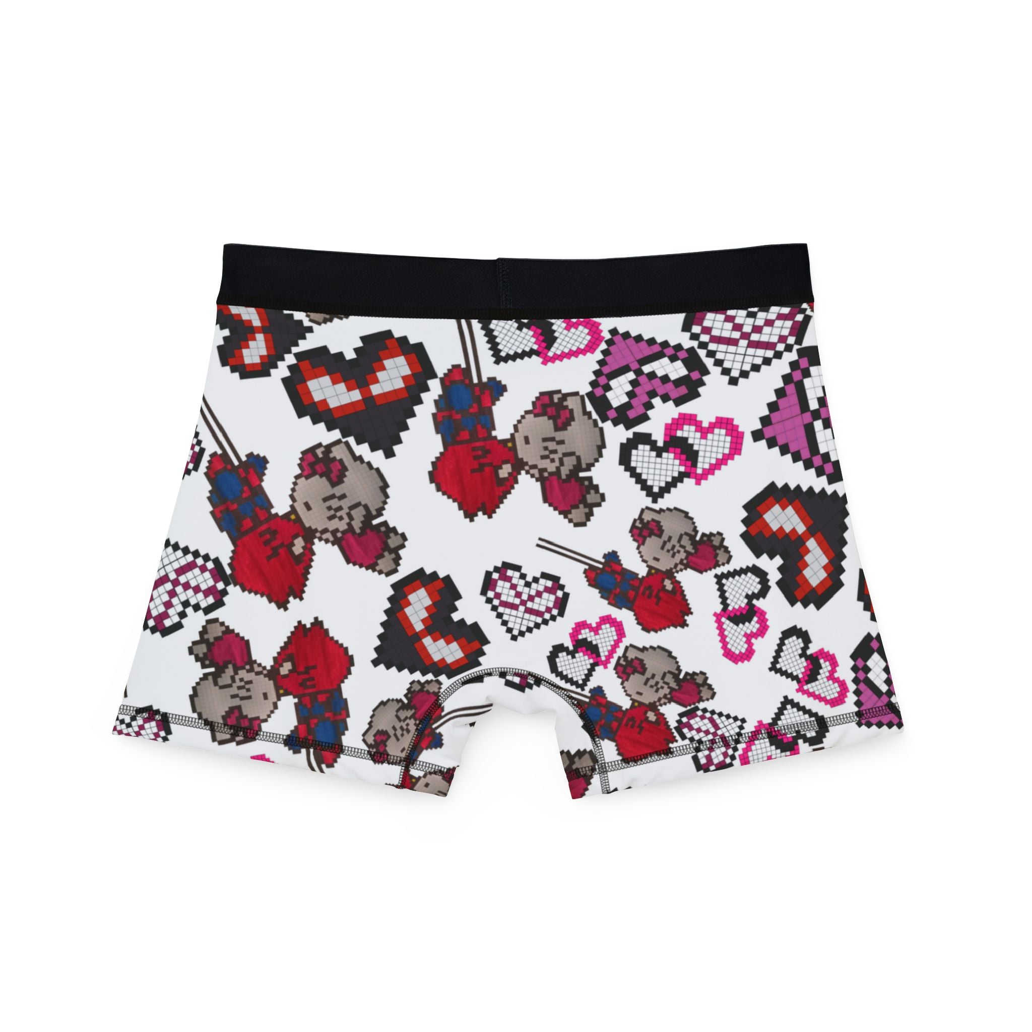 Men's boxers spider kitty pixel kiss hearts white