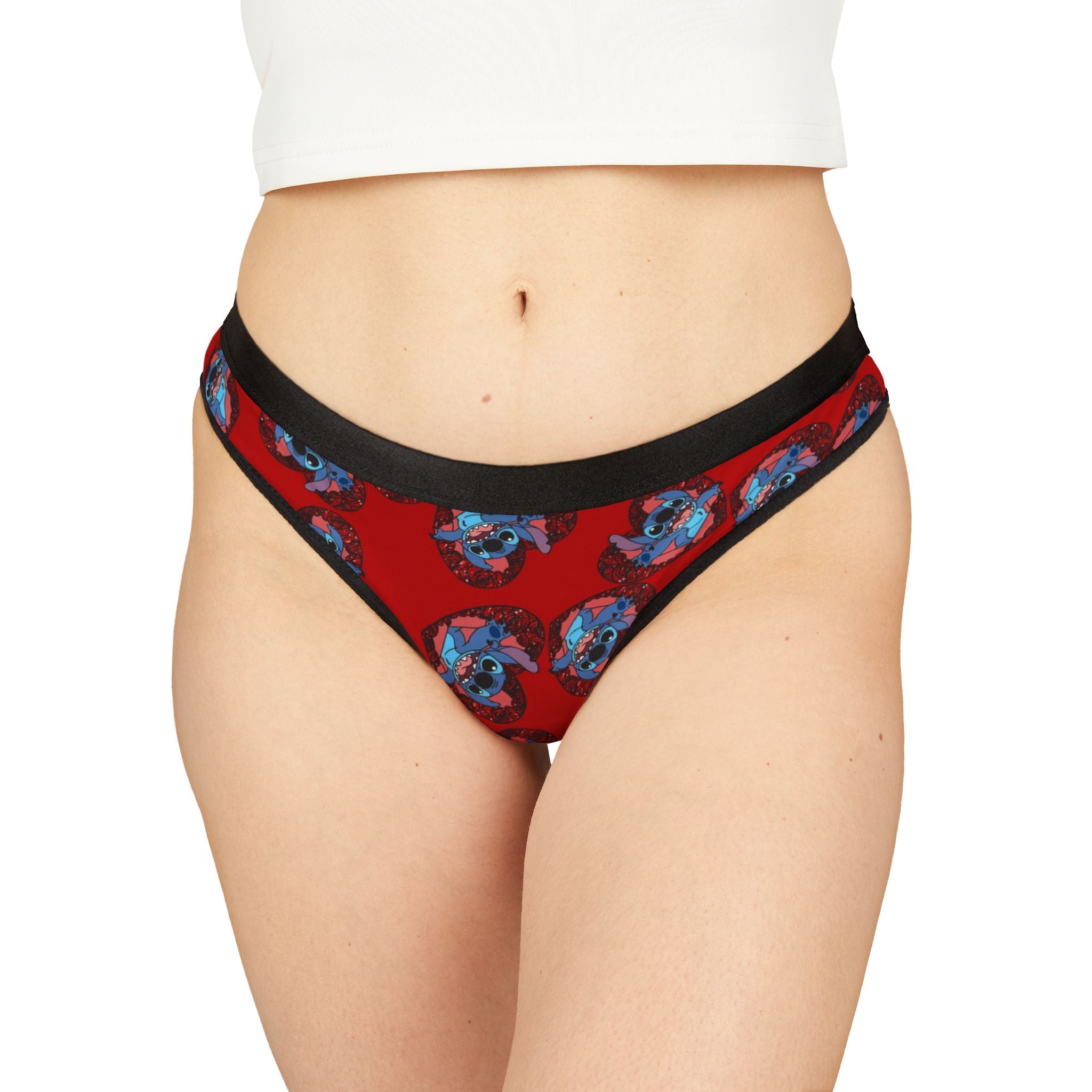 Women's thongs stitch valentine heart red