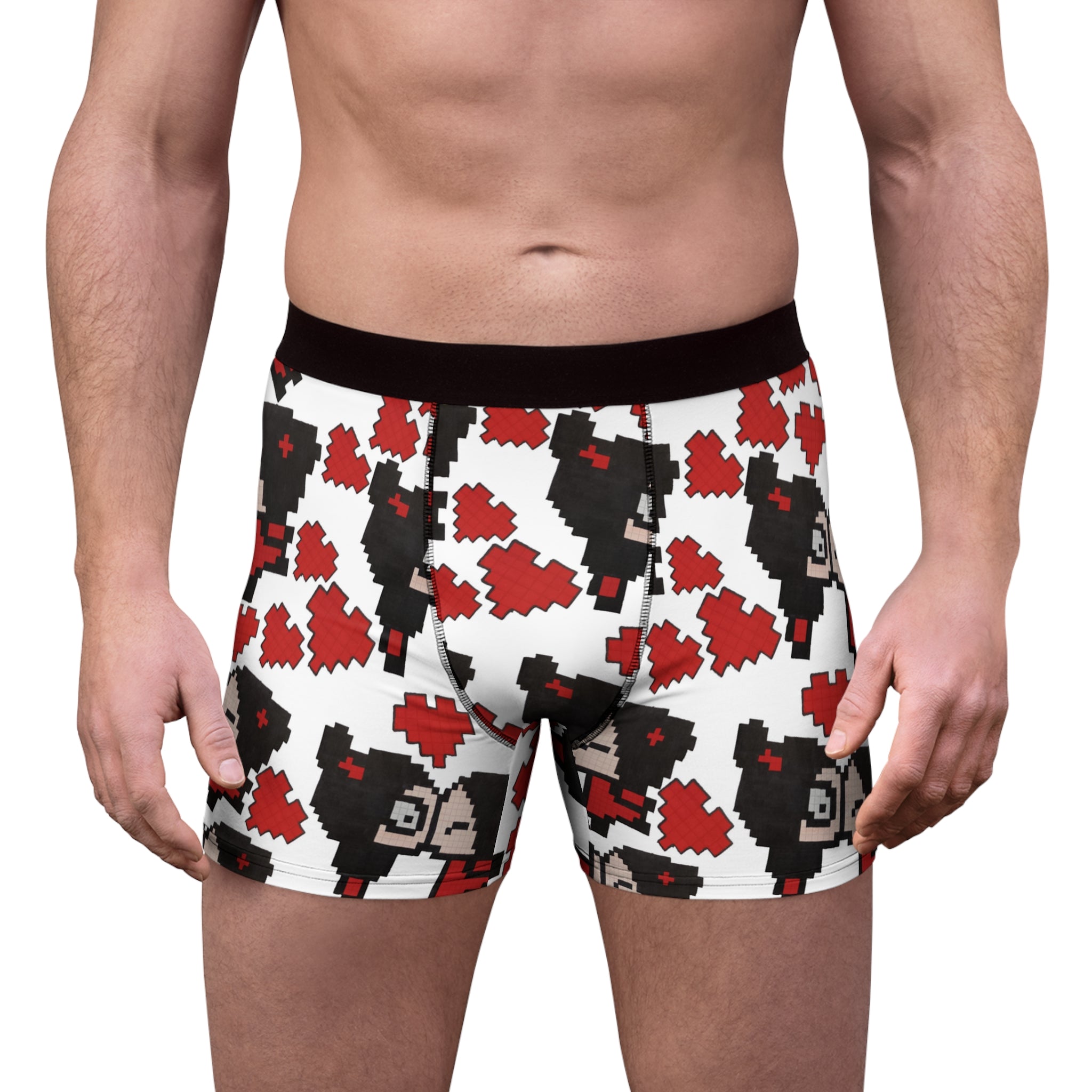 Men's boxer briefs pixel pucca kiss heart white