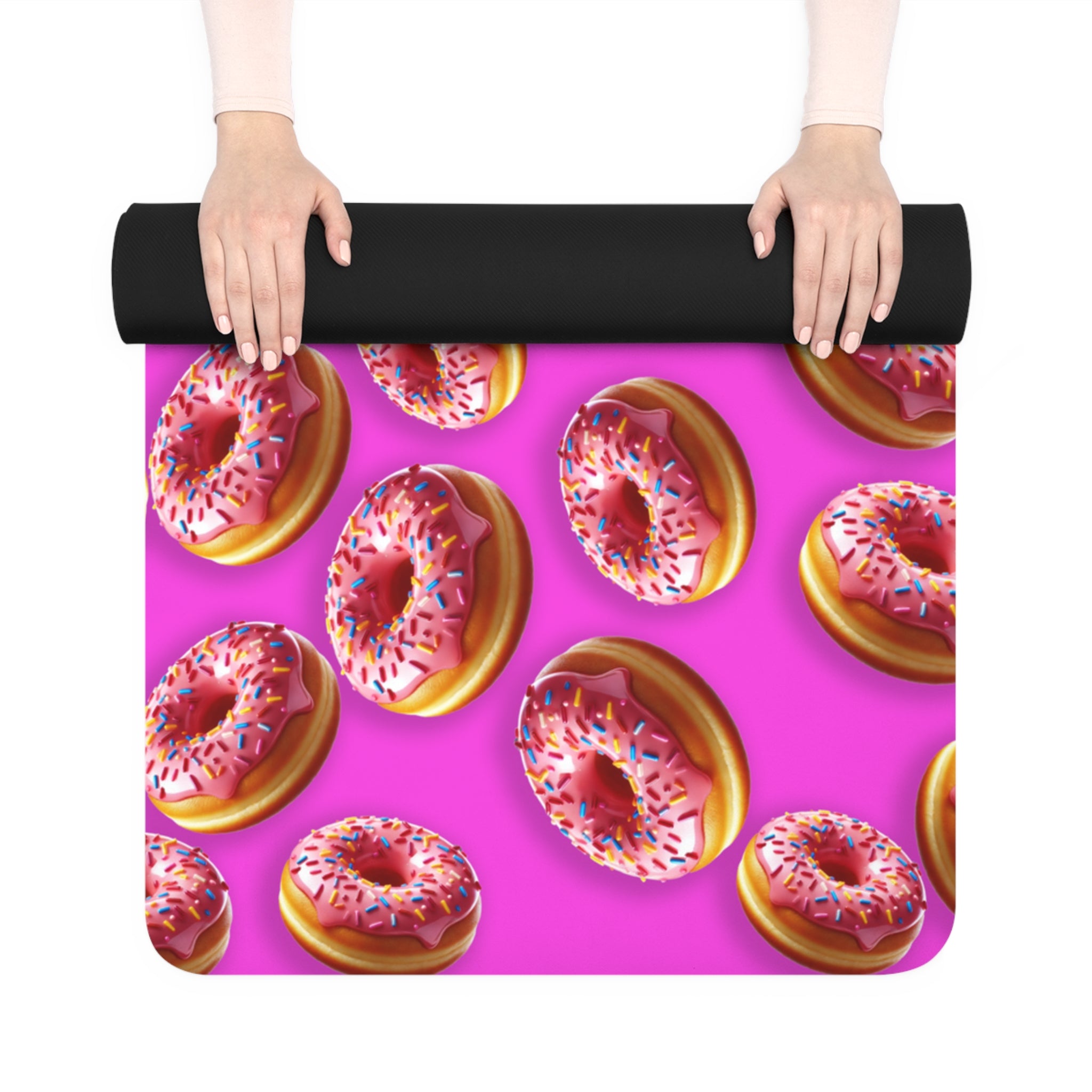 Rubber yoga mat donut pink