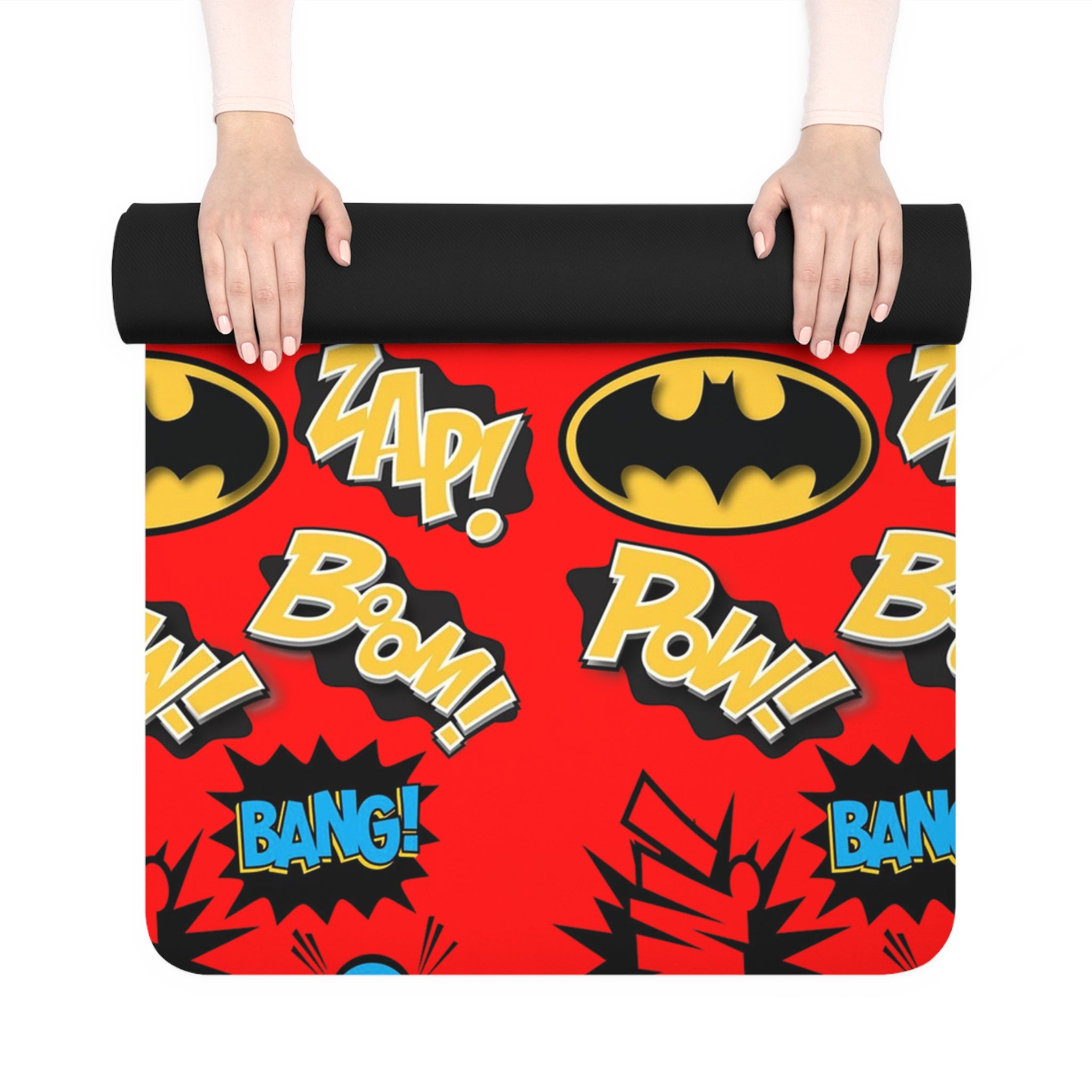 Rubber yoga mat batman sounds red