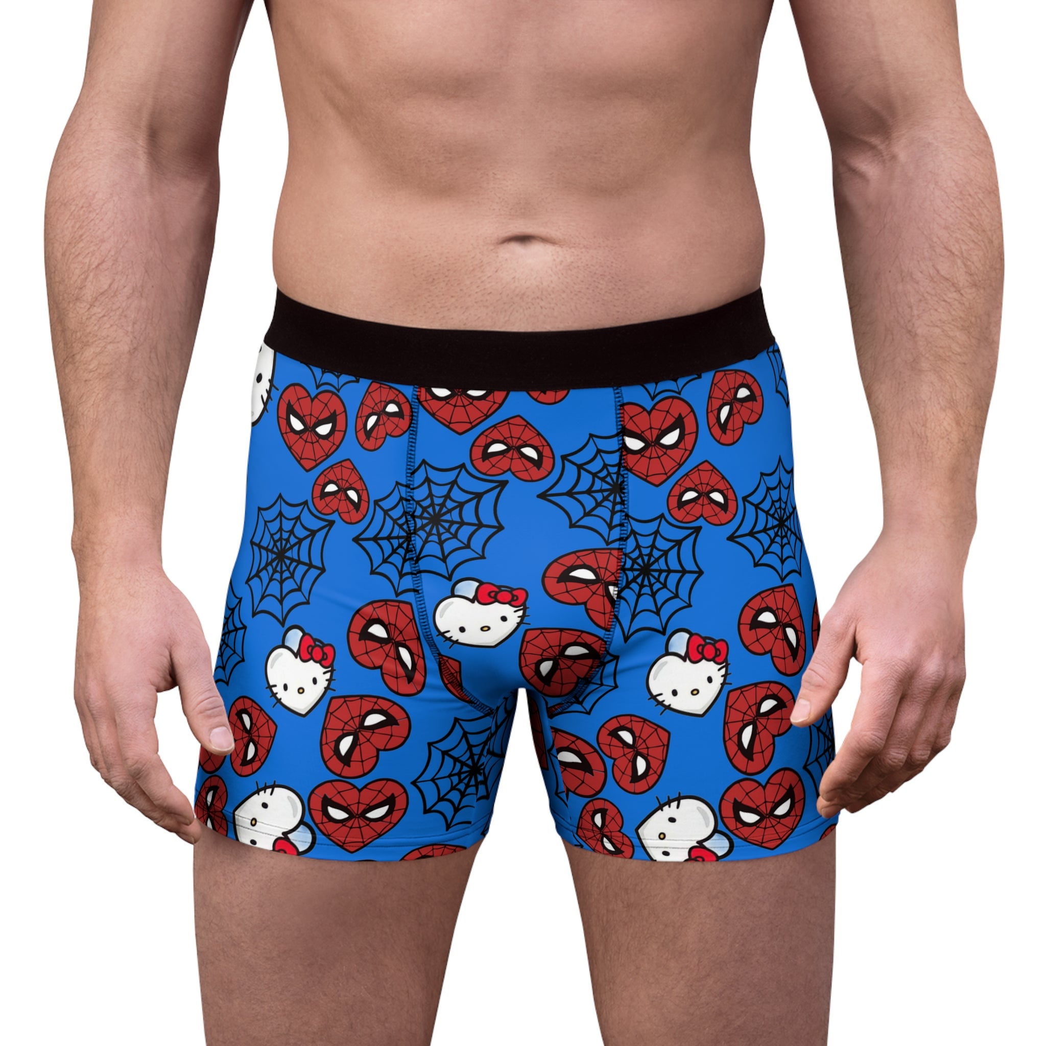 Men's boxer briefs kitty spider web heart cyan