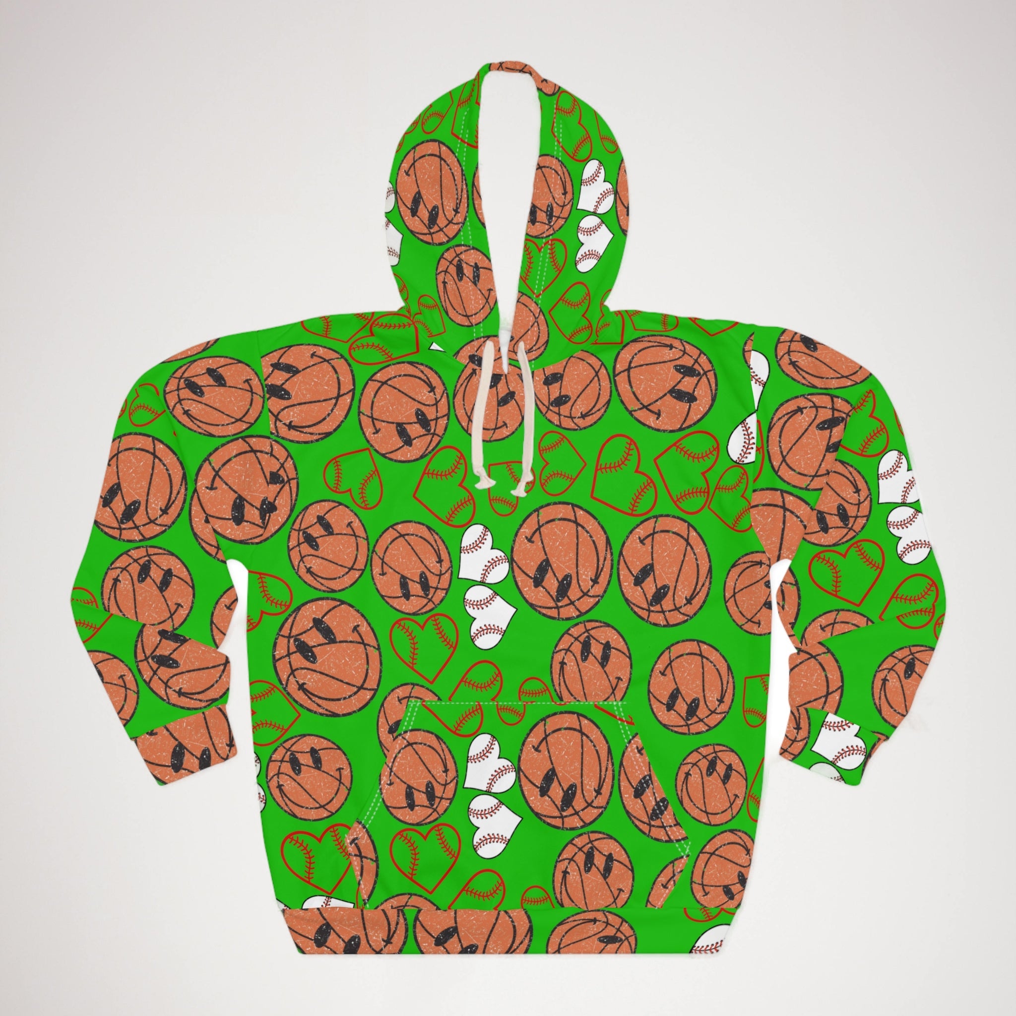 Unisex pullover hoodie BasketBall hearts valentine green