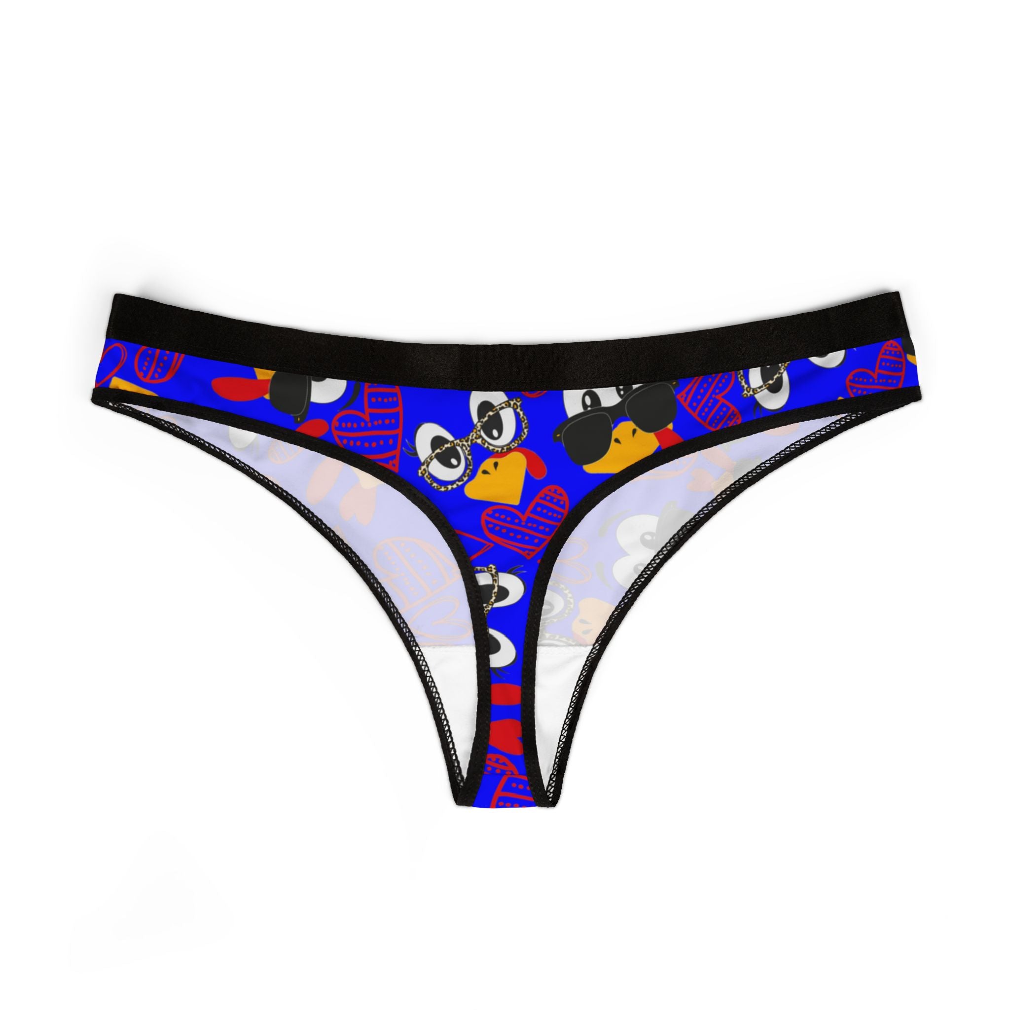 Women's thongs Mr Turkey Mrs Turkey valentine hearts Thanksgiving blue