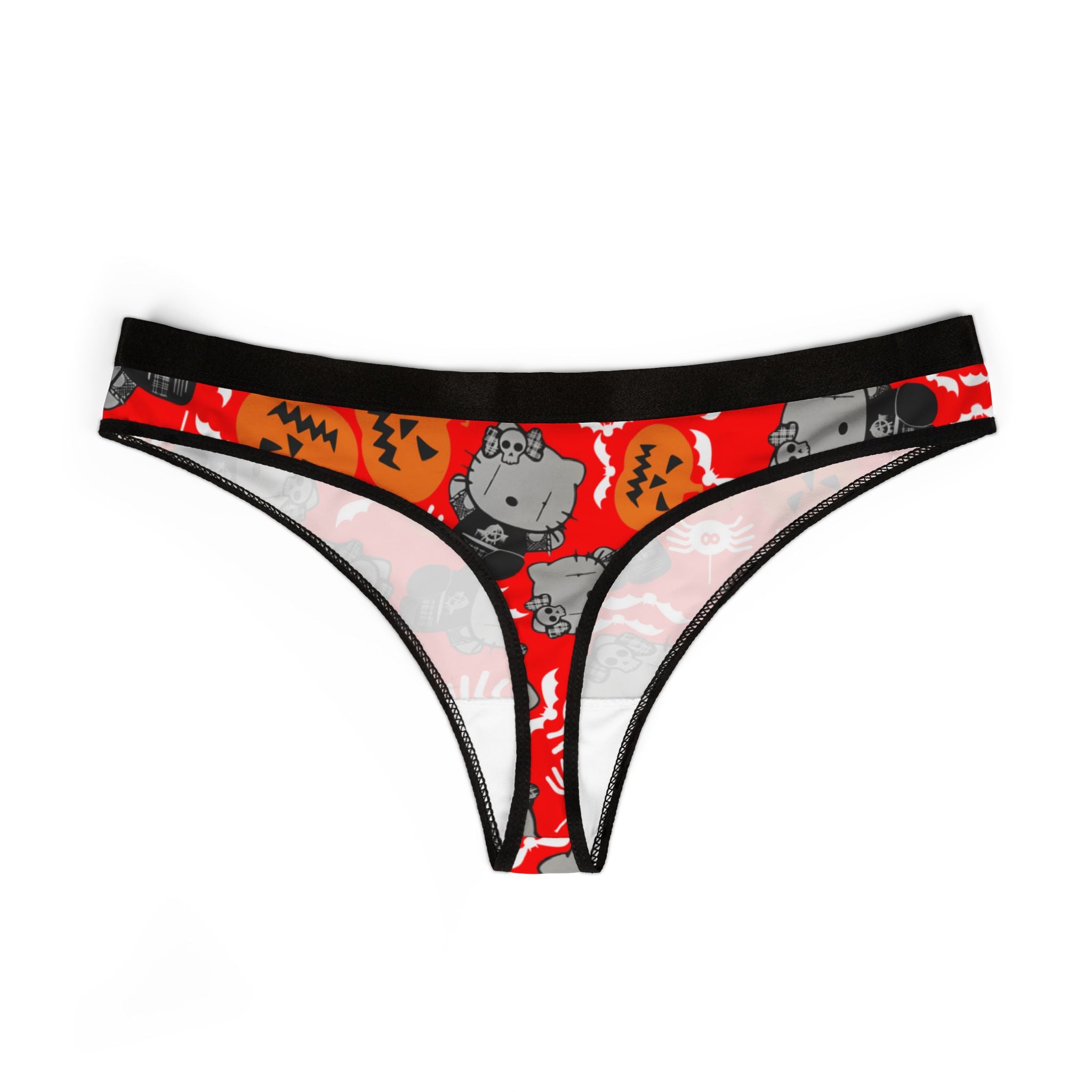 Women's thongs kitty blank pumpkin halloween red