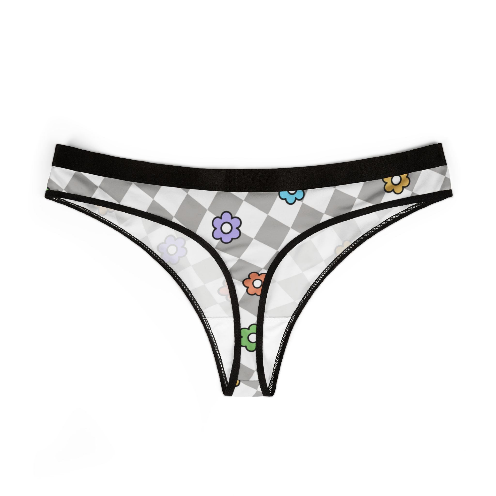 Women's thongs spring flower checkered