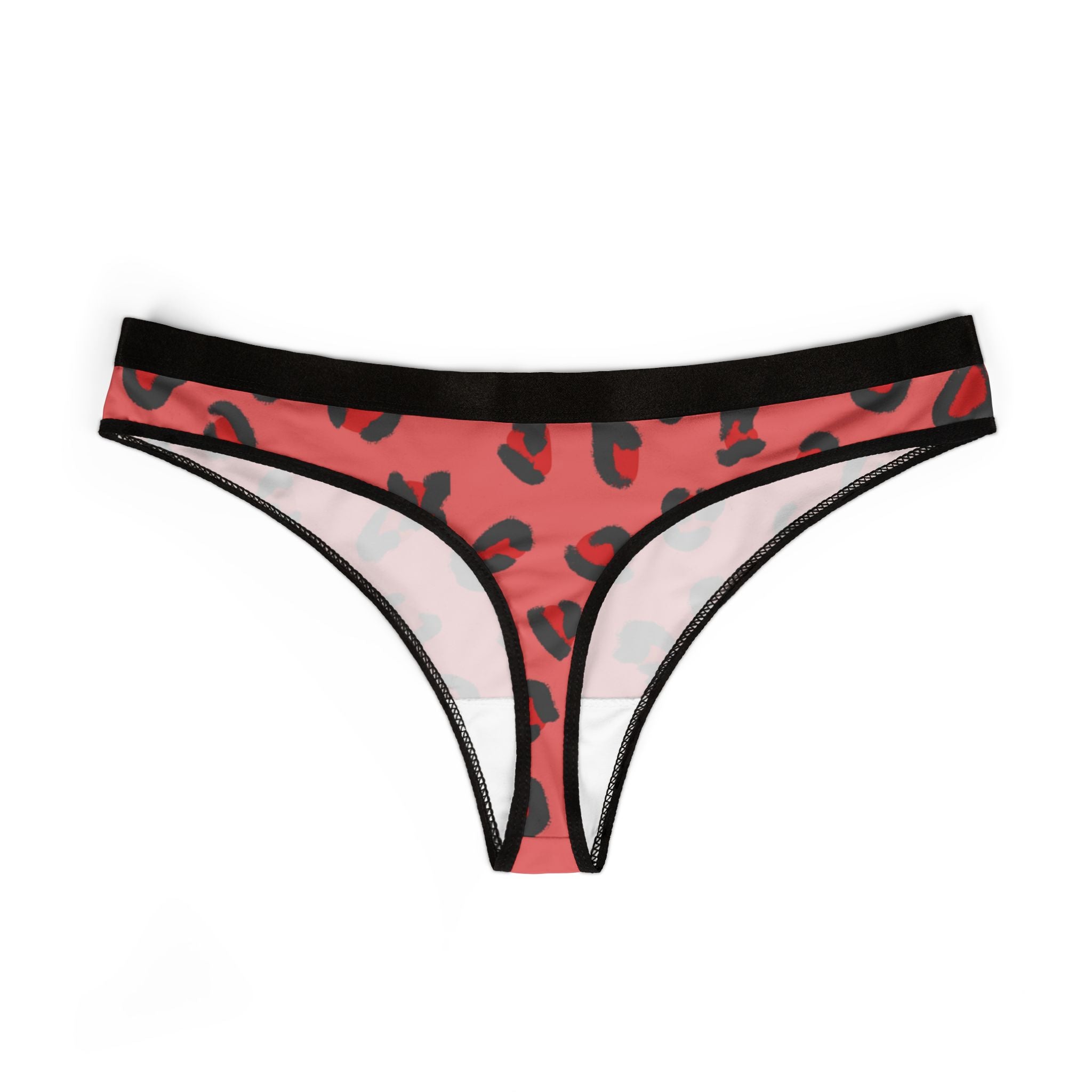 Women's thongs red leopard