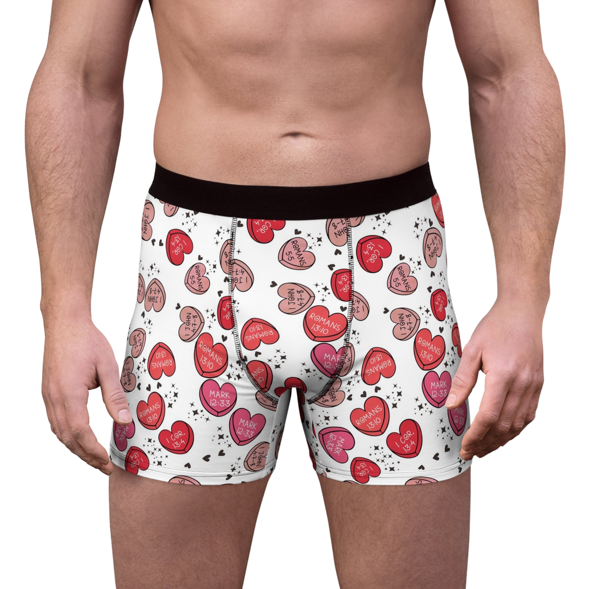 Men's boxer briefs christian valentine sweet hearts white