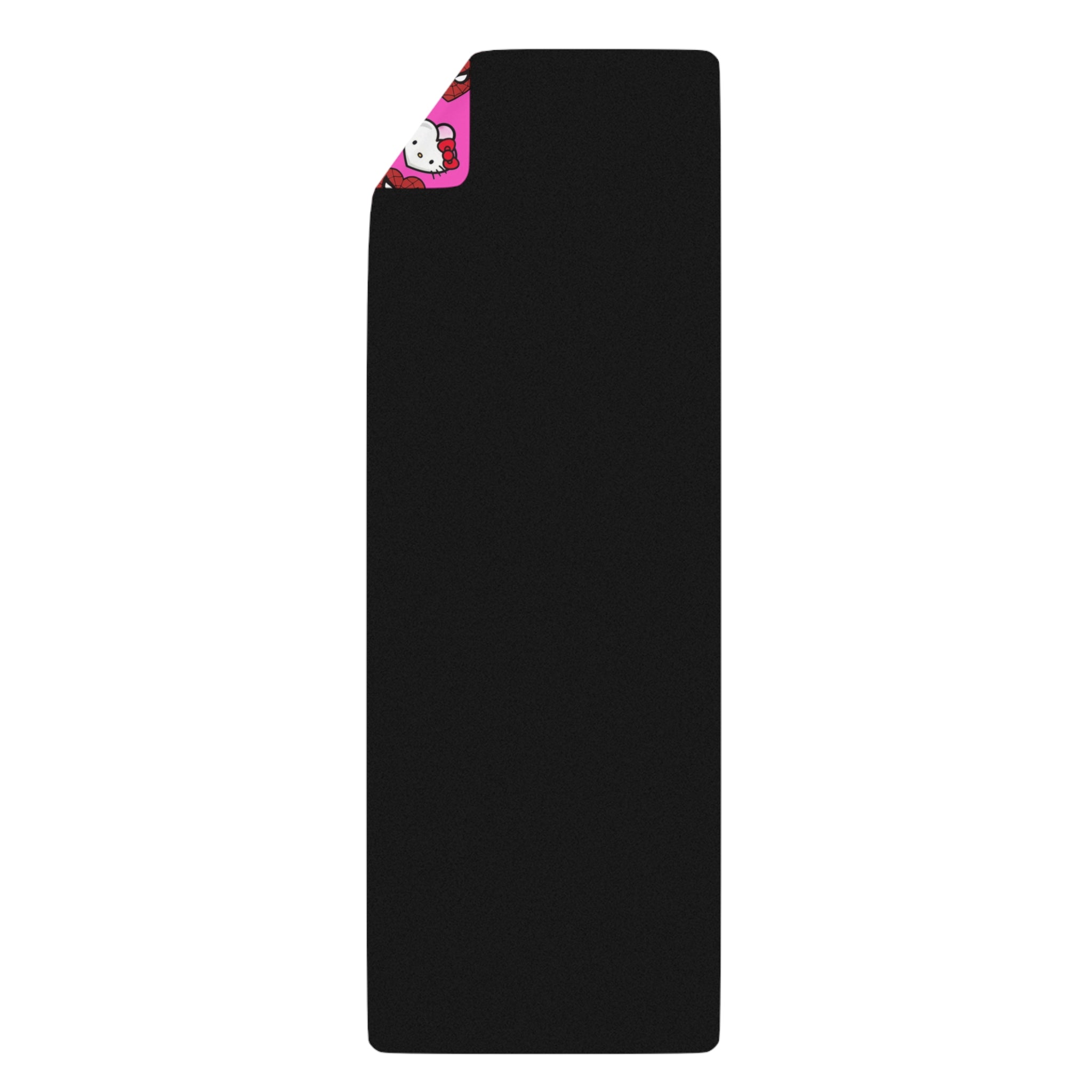 Rubber yoga mat spider kitty double hearts pink