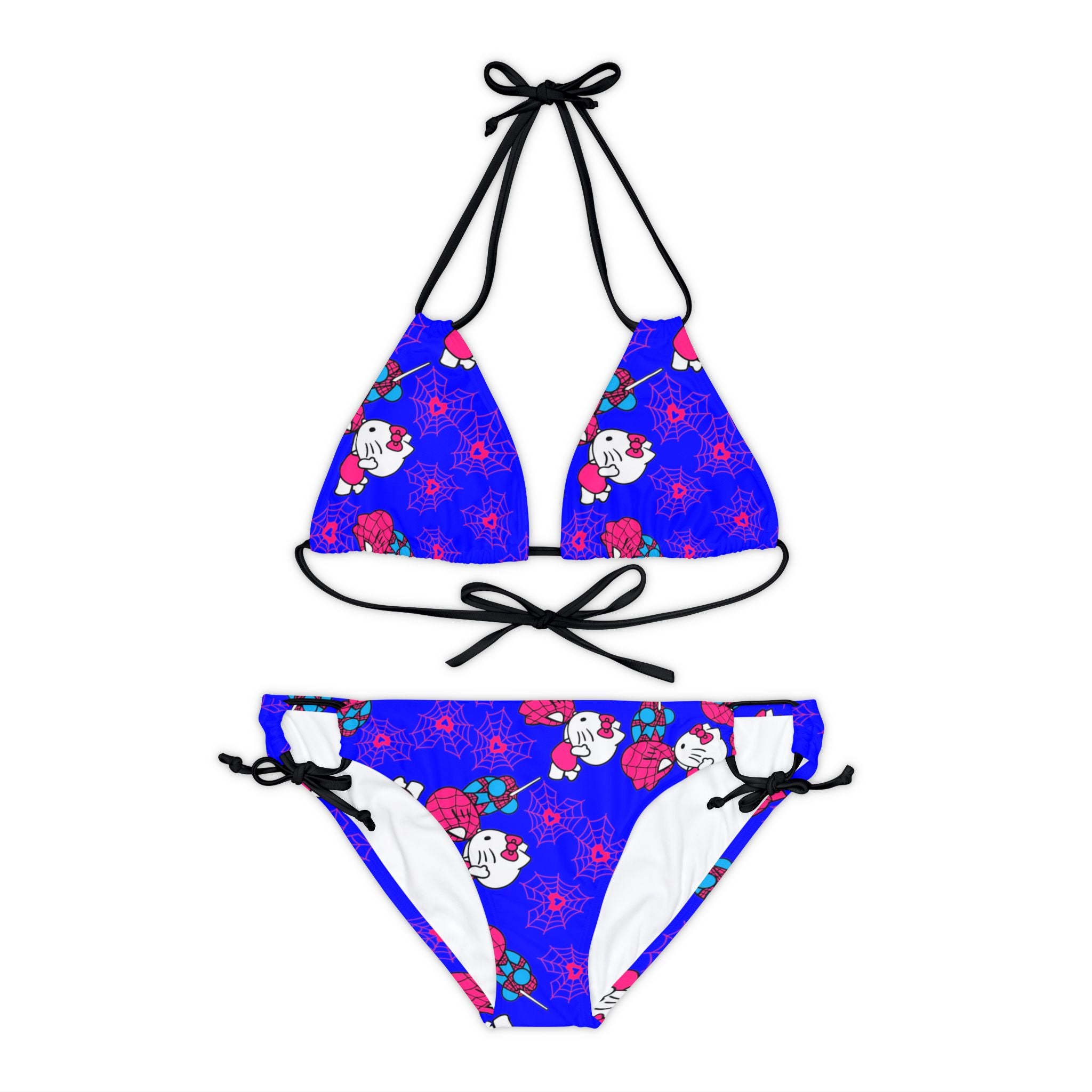 Strappy bikini set spider kitty blue