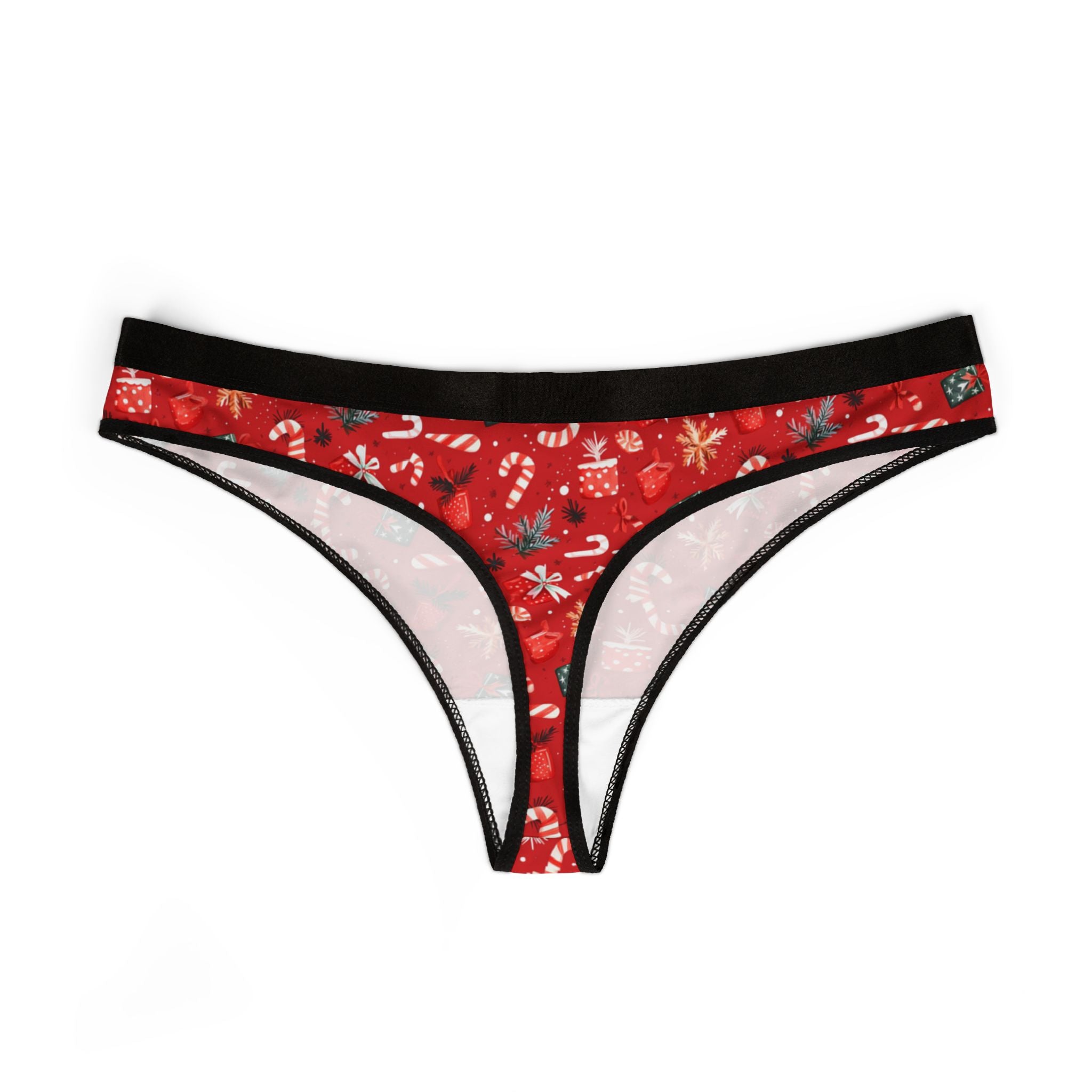 Women's thongs red coquette christmas one
