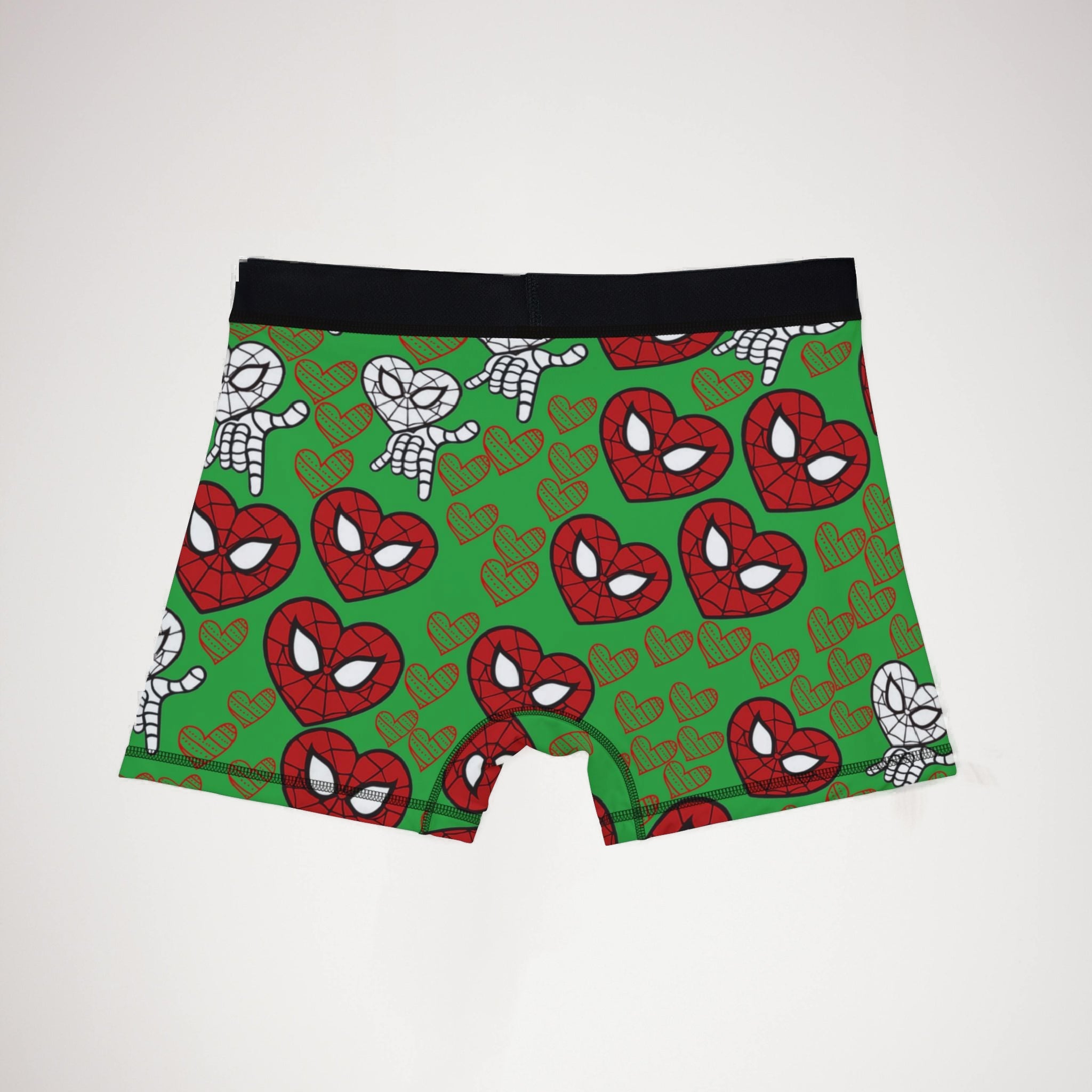 Men's boxers spider heart kiss green