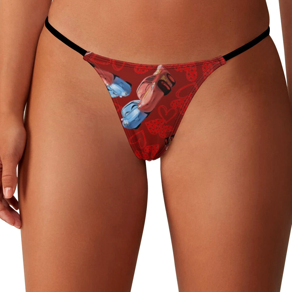 Ladies Sexy Thin Thong mcqueen couples hearts red