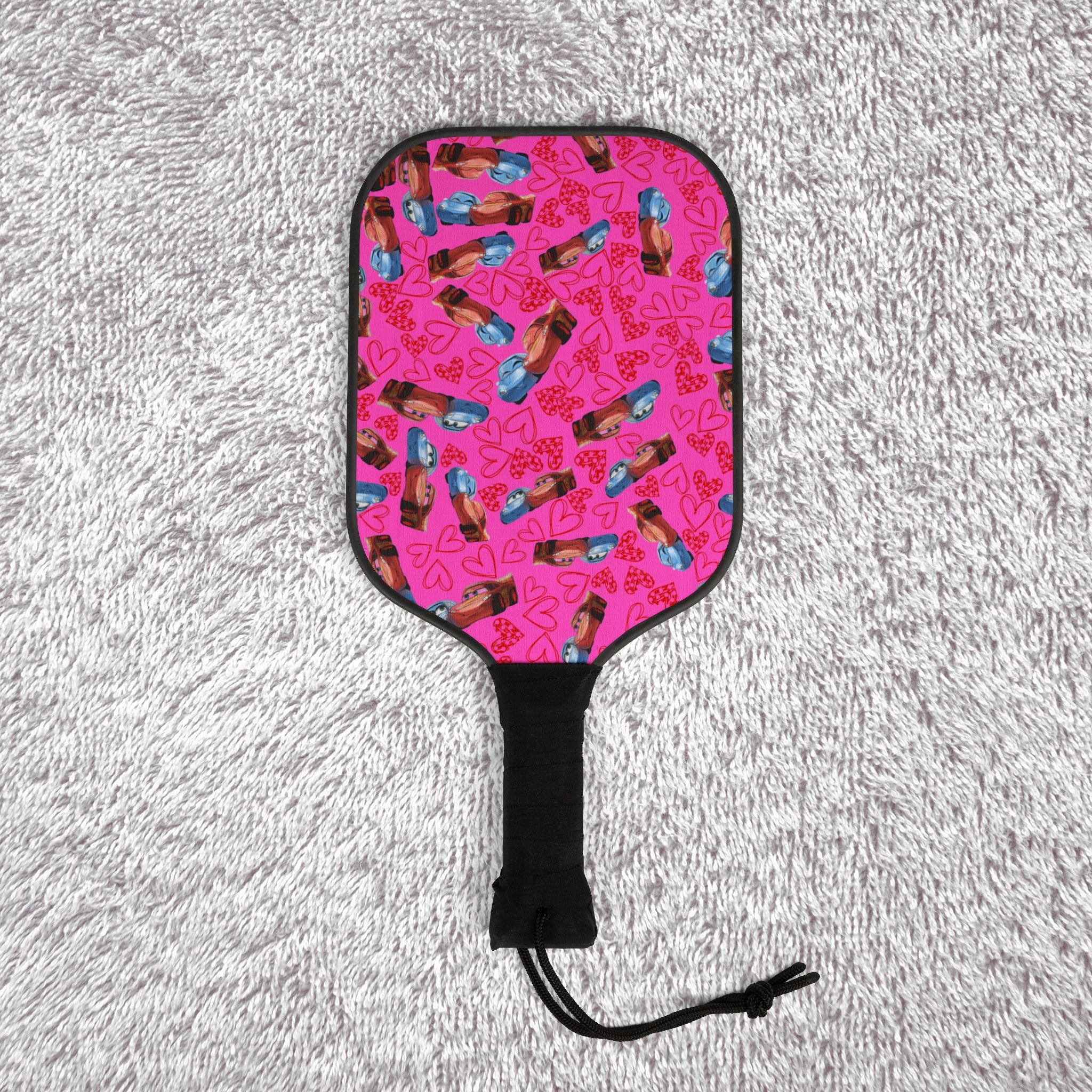 Pickleball kit (2 paddles + 2 balls + transparent bag) mcqueen couples hearts pink