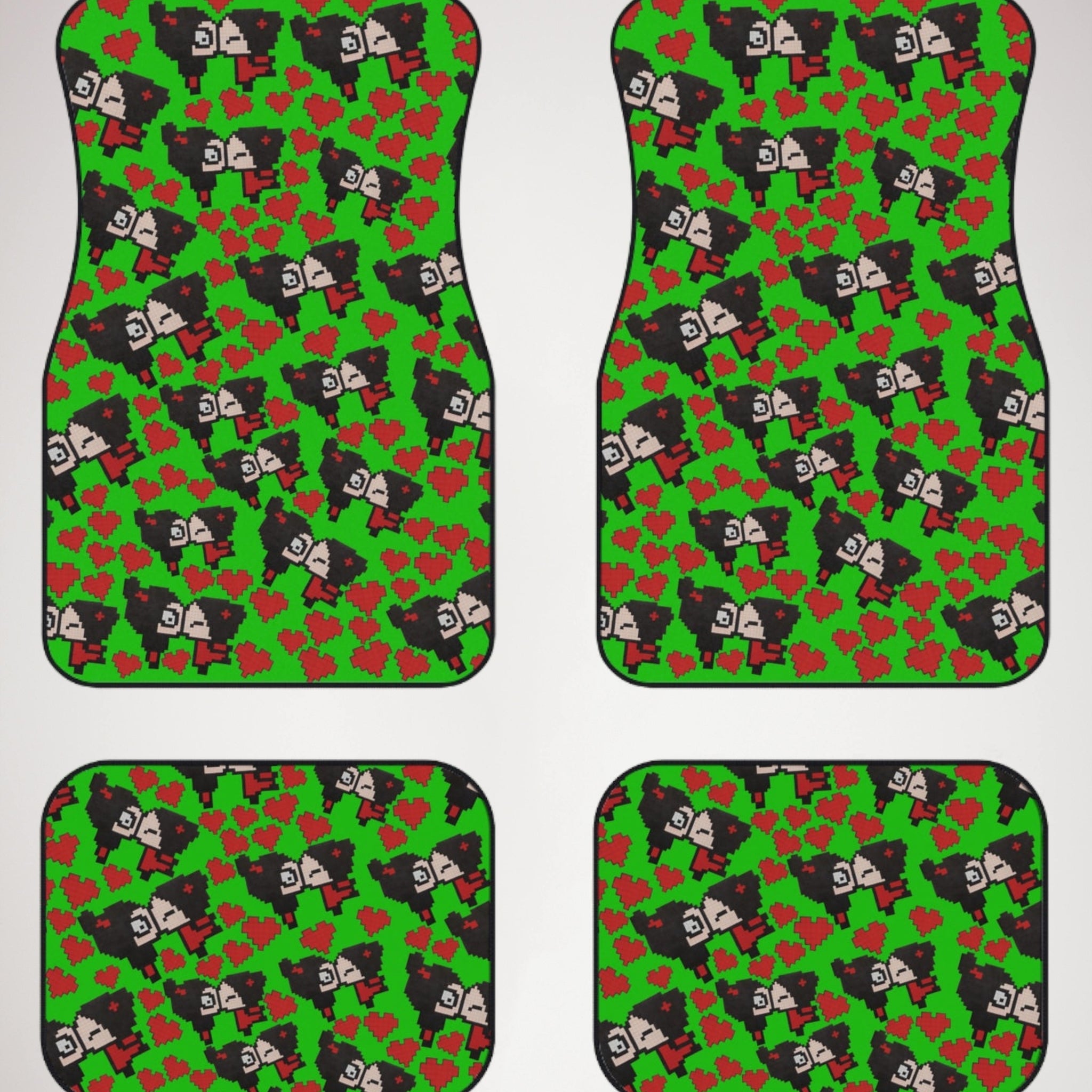 Car mats (set of 4) pixel pucca kiss heart green