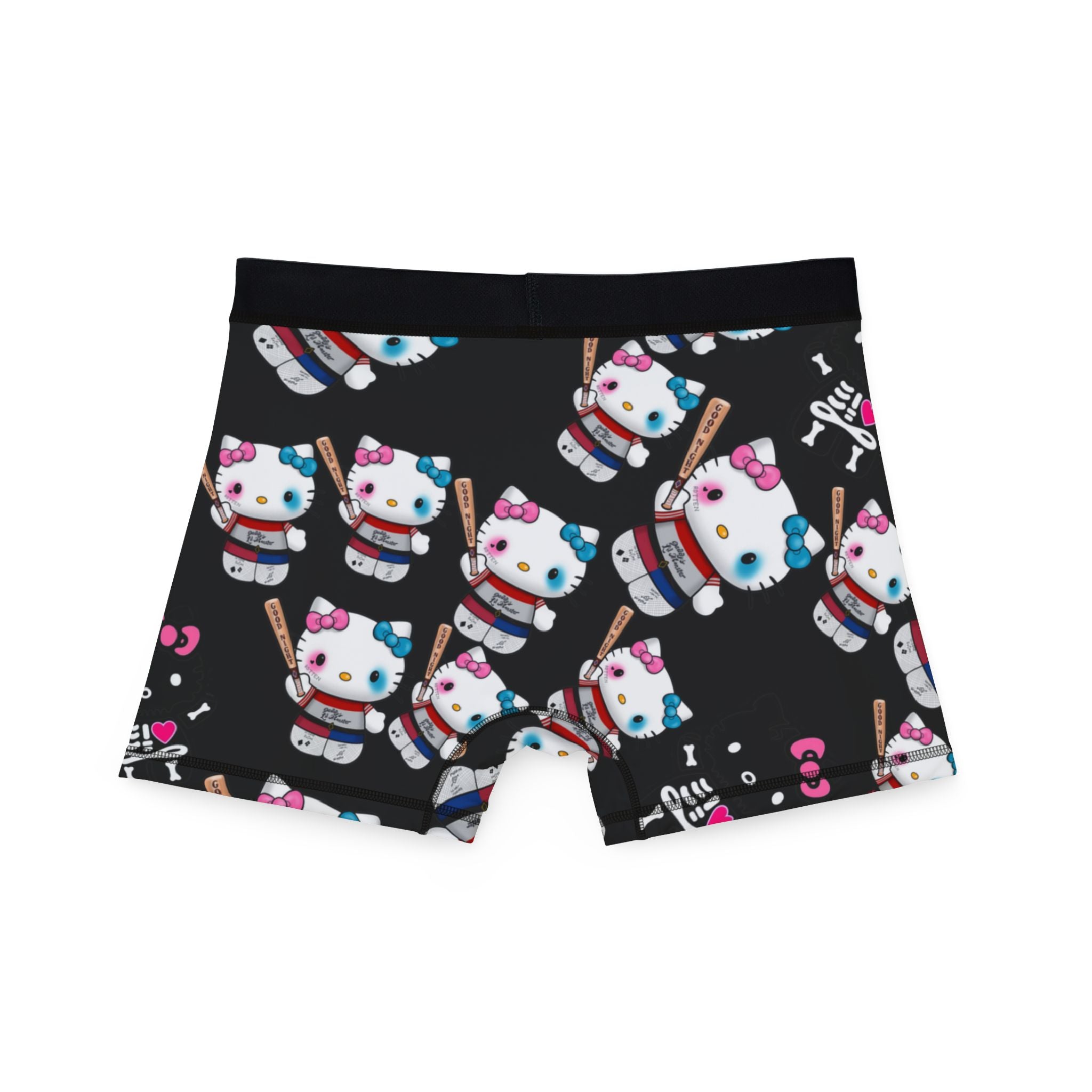 Men's boxers kitty monster Halloween bone black