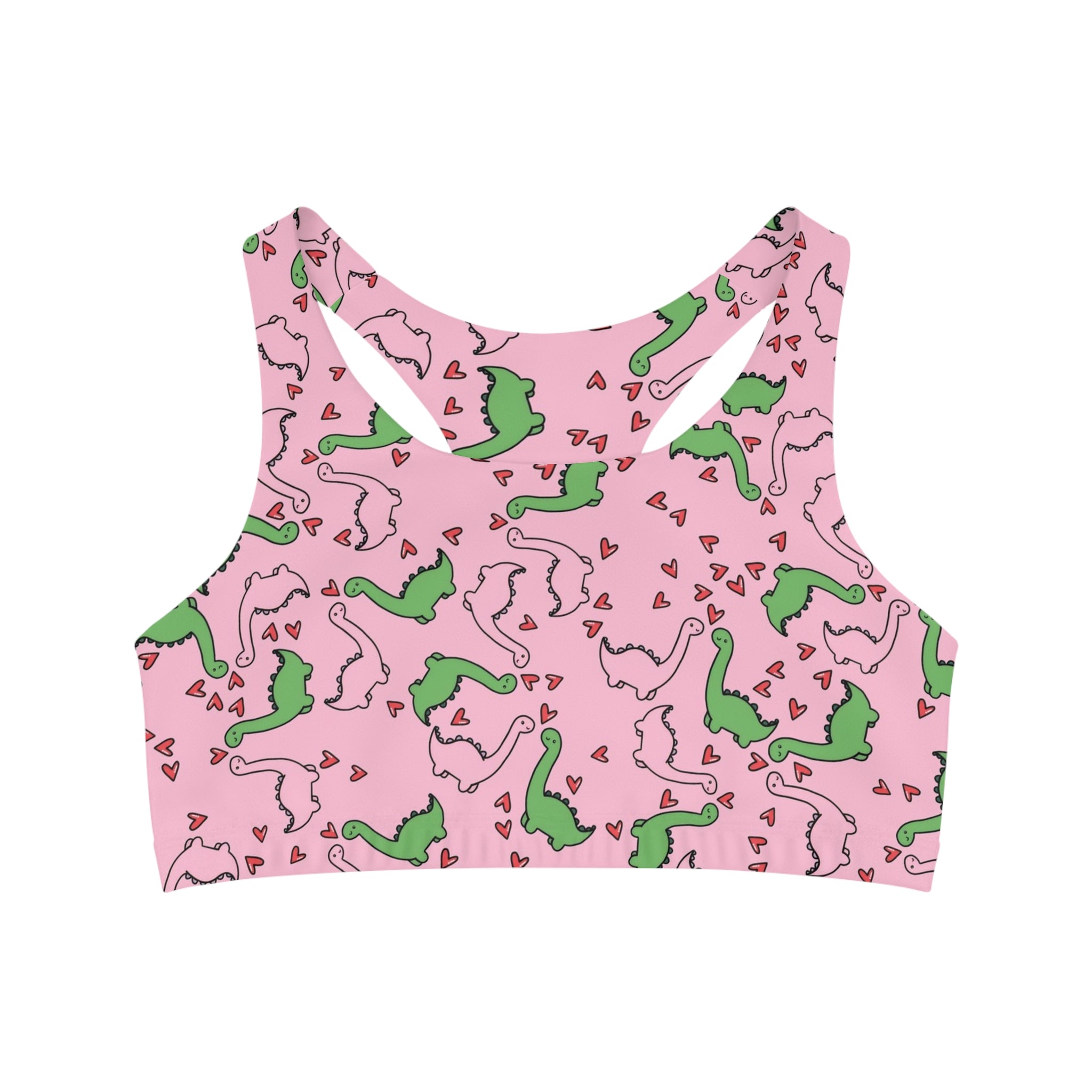 Sports bra dinosaur valentine heart pink