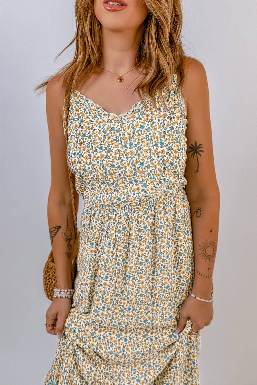 Bohemian Maxi Dress with Spaghetti Straps - Summer Beach Wedding Guest Dress for Women