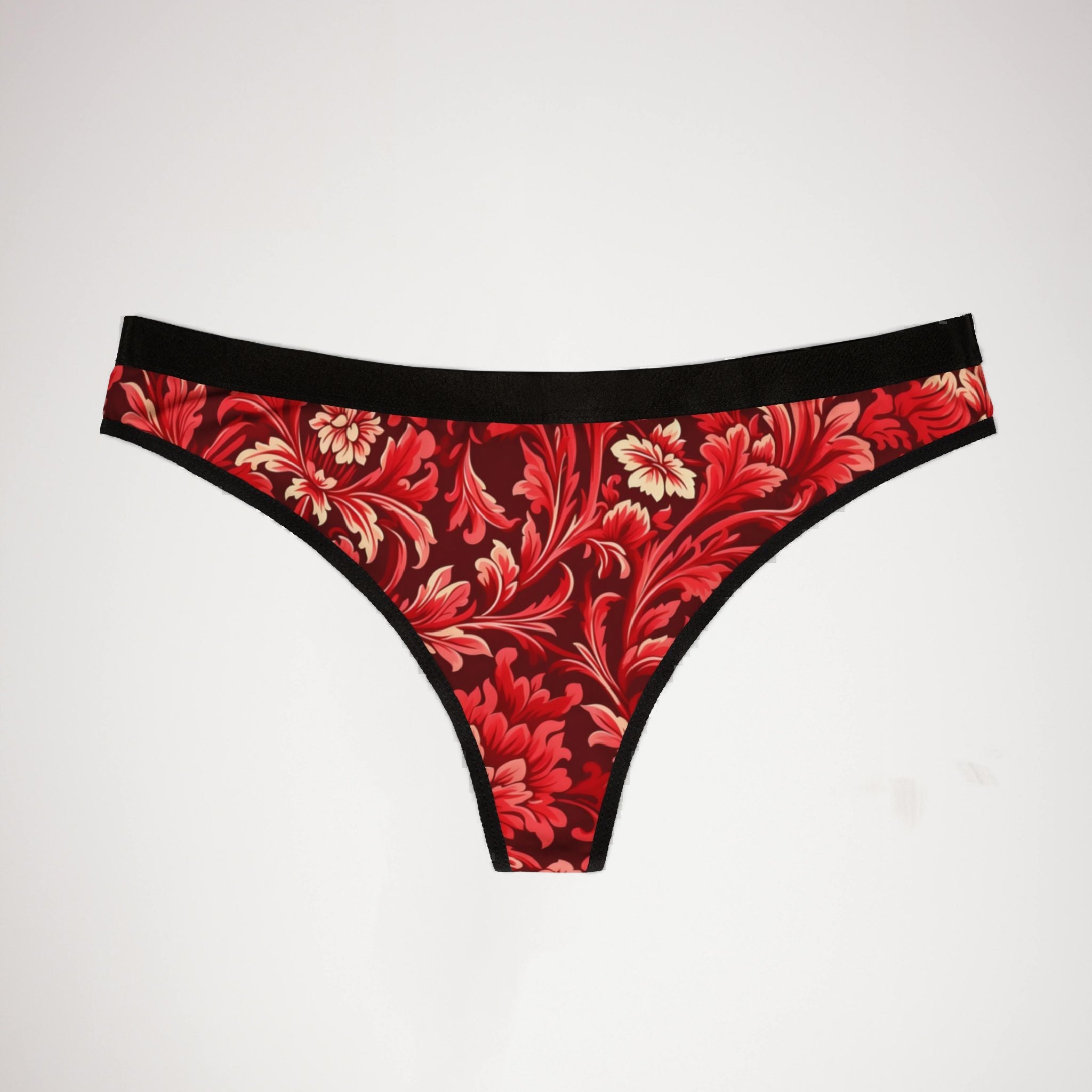 Women's thongs red damask