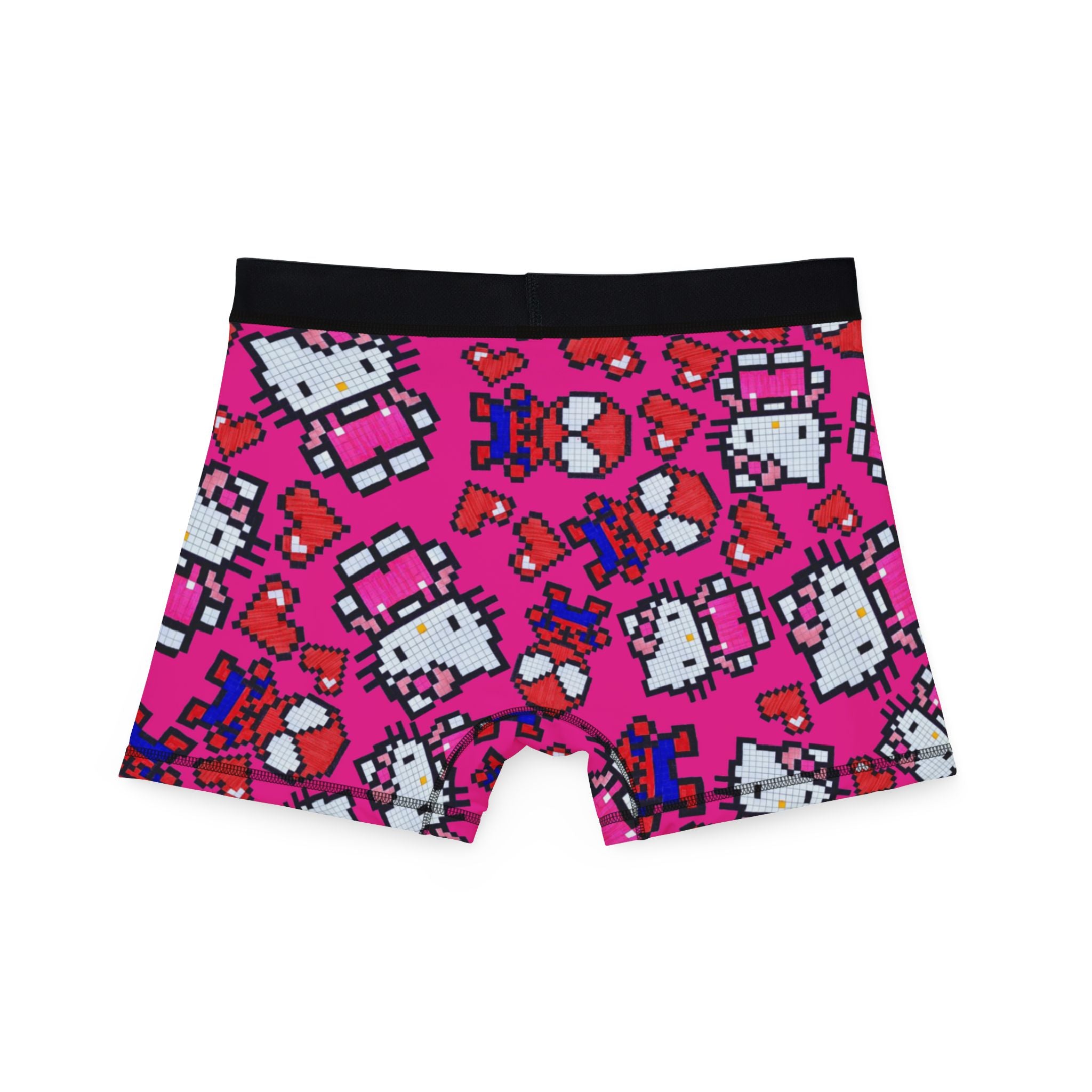 Men's boxers spider kitty pixel heart character love valentine pink