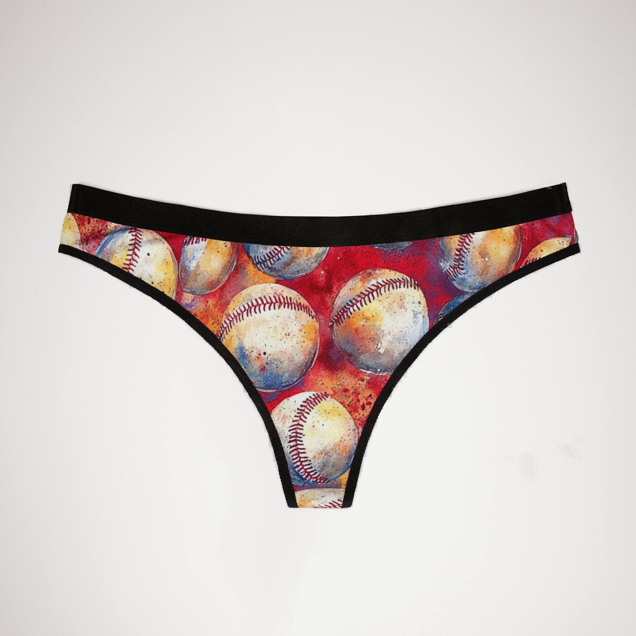 Women's thongs watercolor baseball one