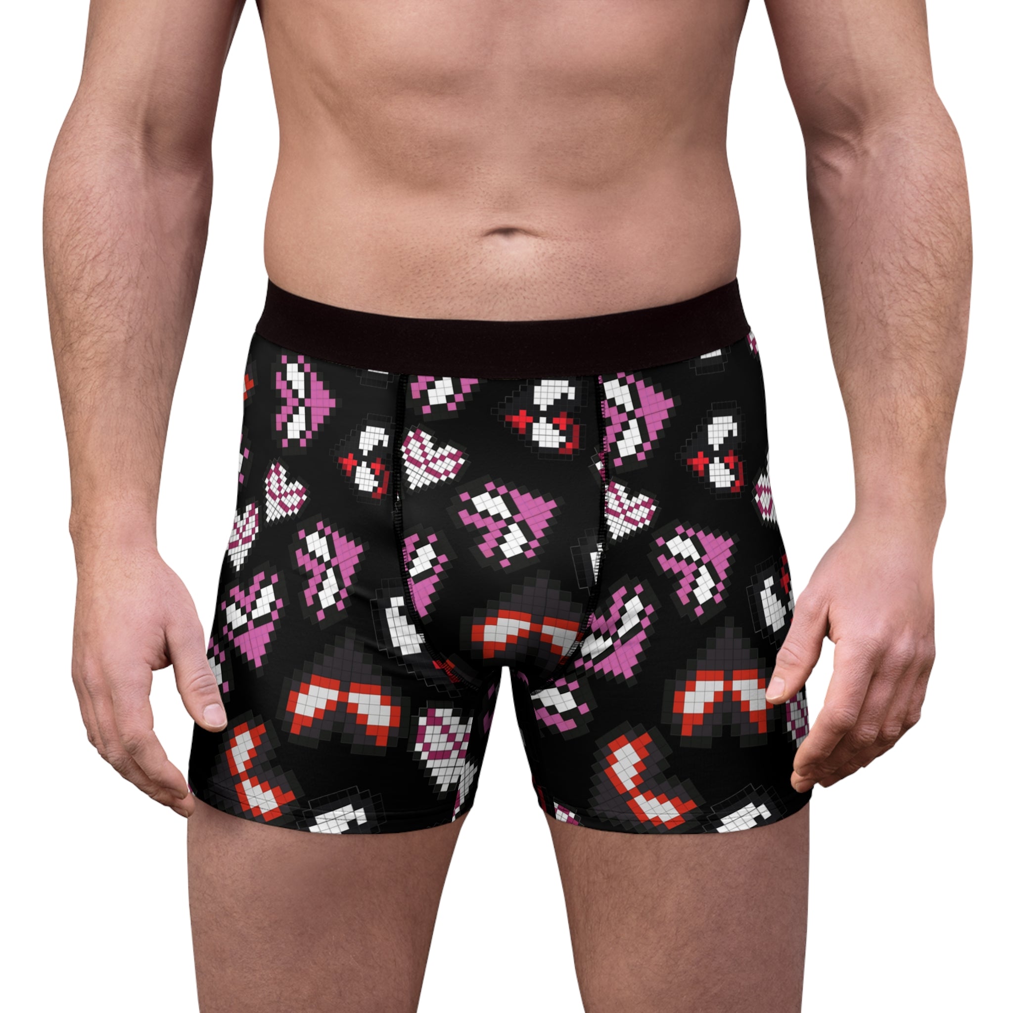 Men's boxer briefs spider hearts pixel black