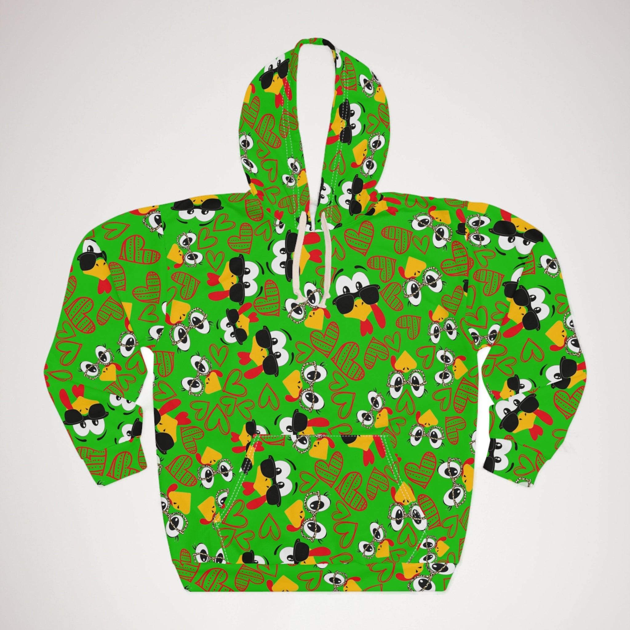 Unisex pullover hoodie Mr Turkey Mrs Turkey valentine hearts Thanksgiving green