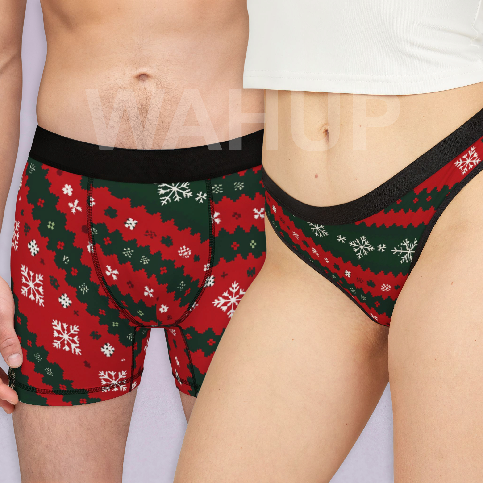 Matching underwear Ugly Christmas Sweater for couples boxer & thong set