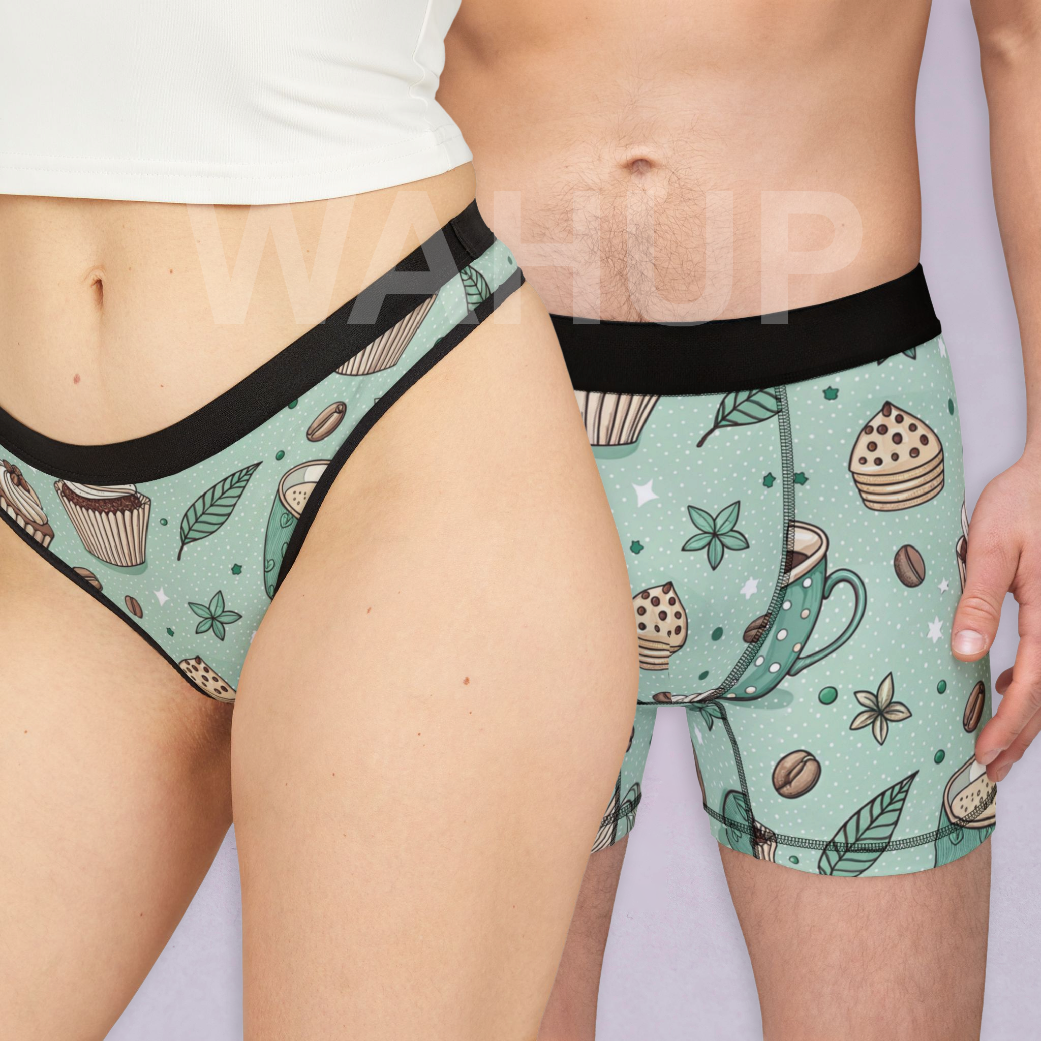 Matching underwear Coffee One for couples boxer & thong set