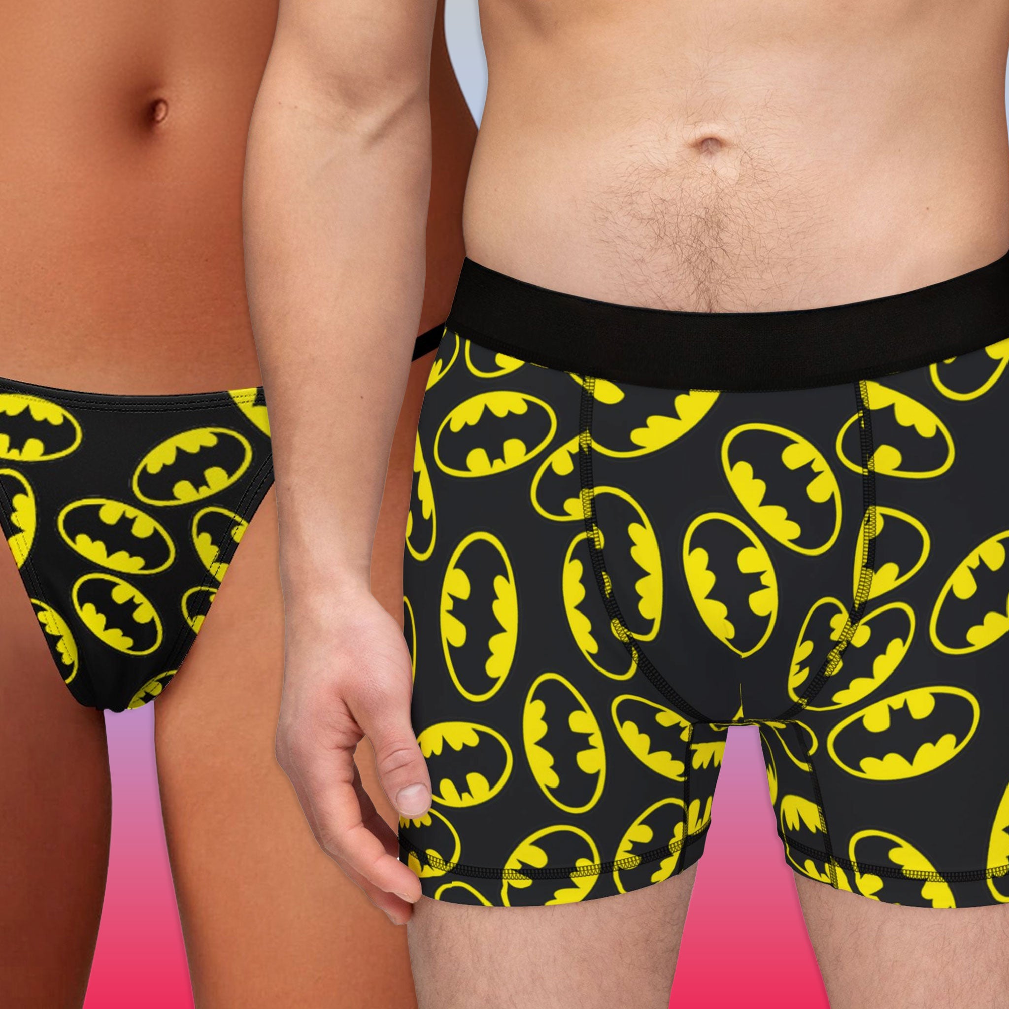 Couples matching batman underwear, boxer & thin thong