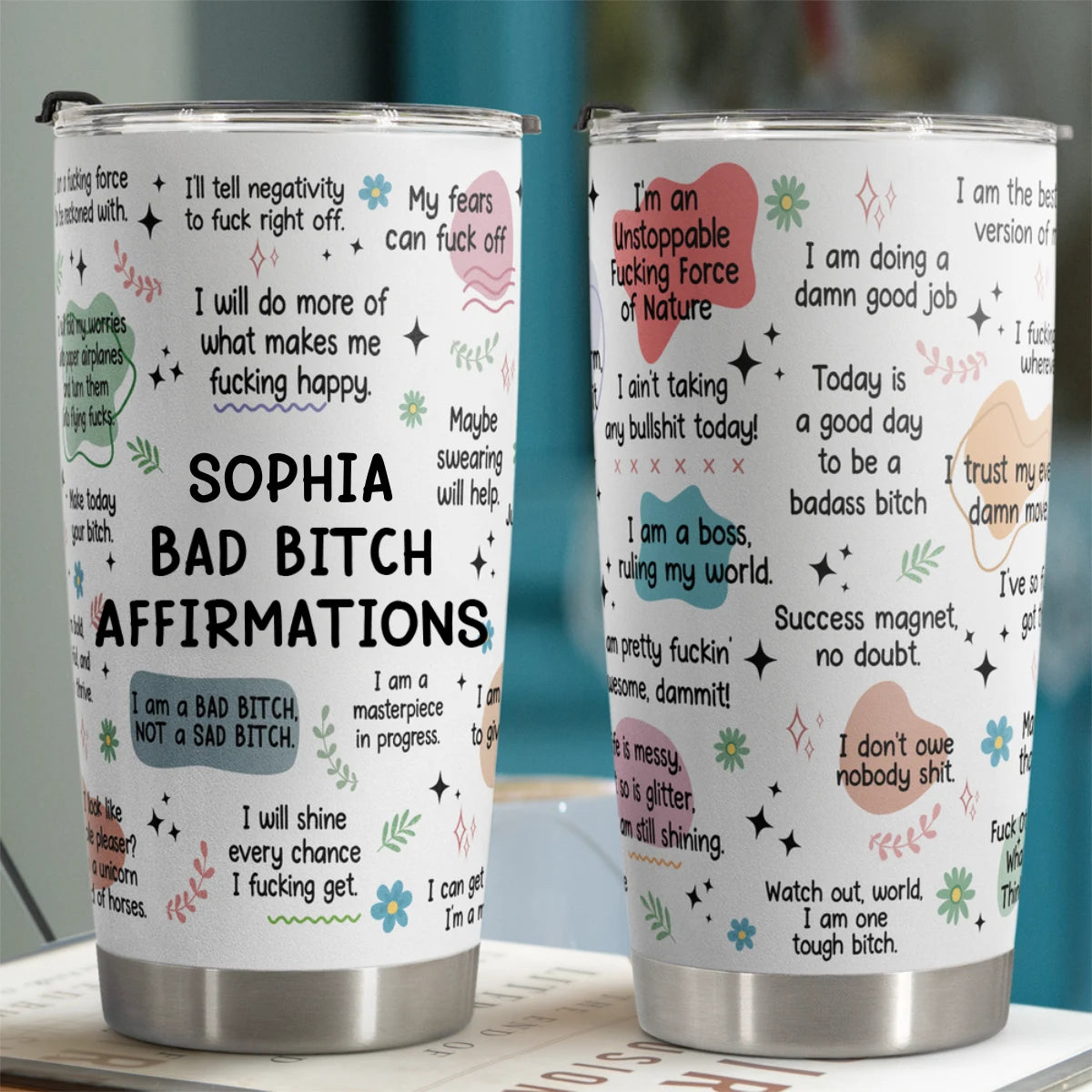 Personalized funny cup my bad b tch affirmations gifts for daughter friends for me personalized tumbler cup afm291101pahn