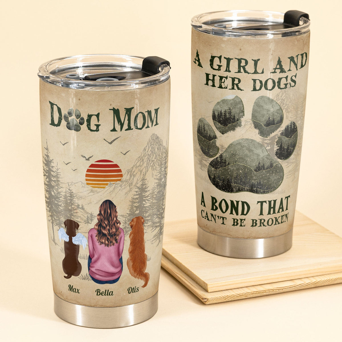 A Girl And Her Dogs Unbreakable Bond - Personalized Tumbler Cup