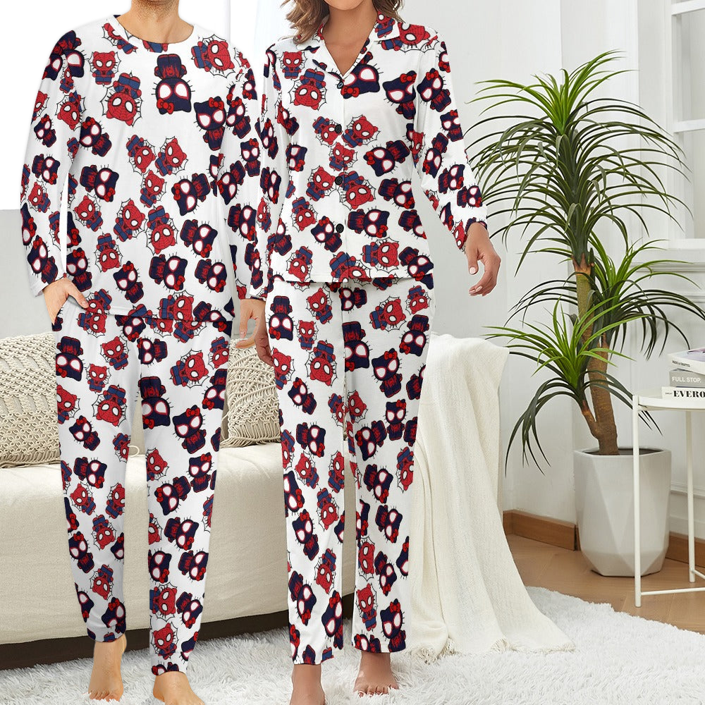 Couples' Matching kitty spider dark Pajama Set