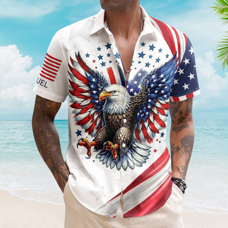 America 250th Anniversary USA Pride Patriotic Eagle - Personalized Hawaiian Shirt
